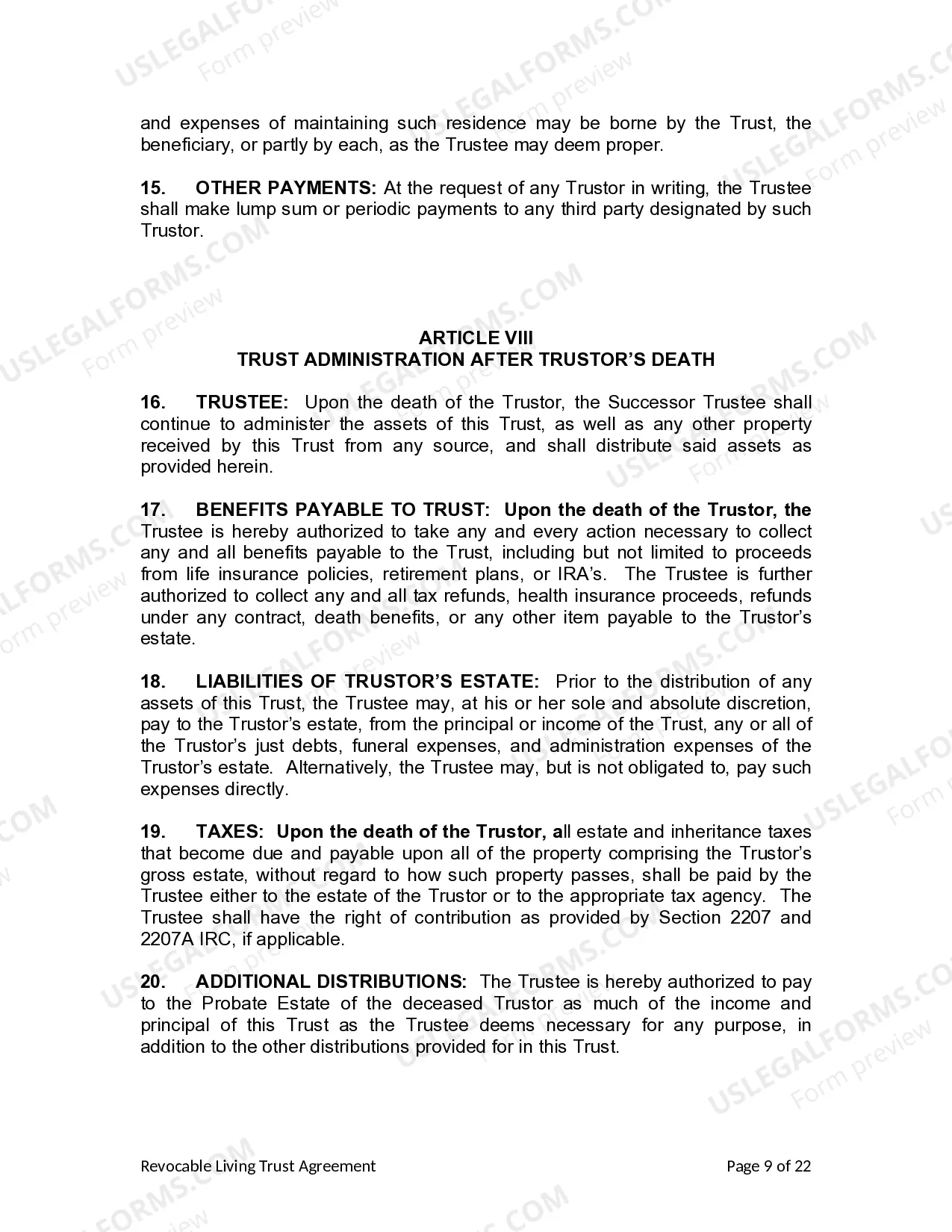 Preview Living Trust for Husband and Wife with Minor and or Adult Children