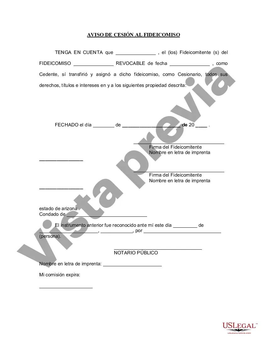 Preview Aviso de cesión a un fideicomiso en vida