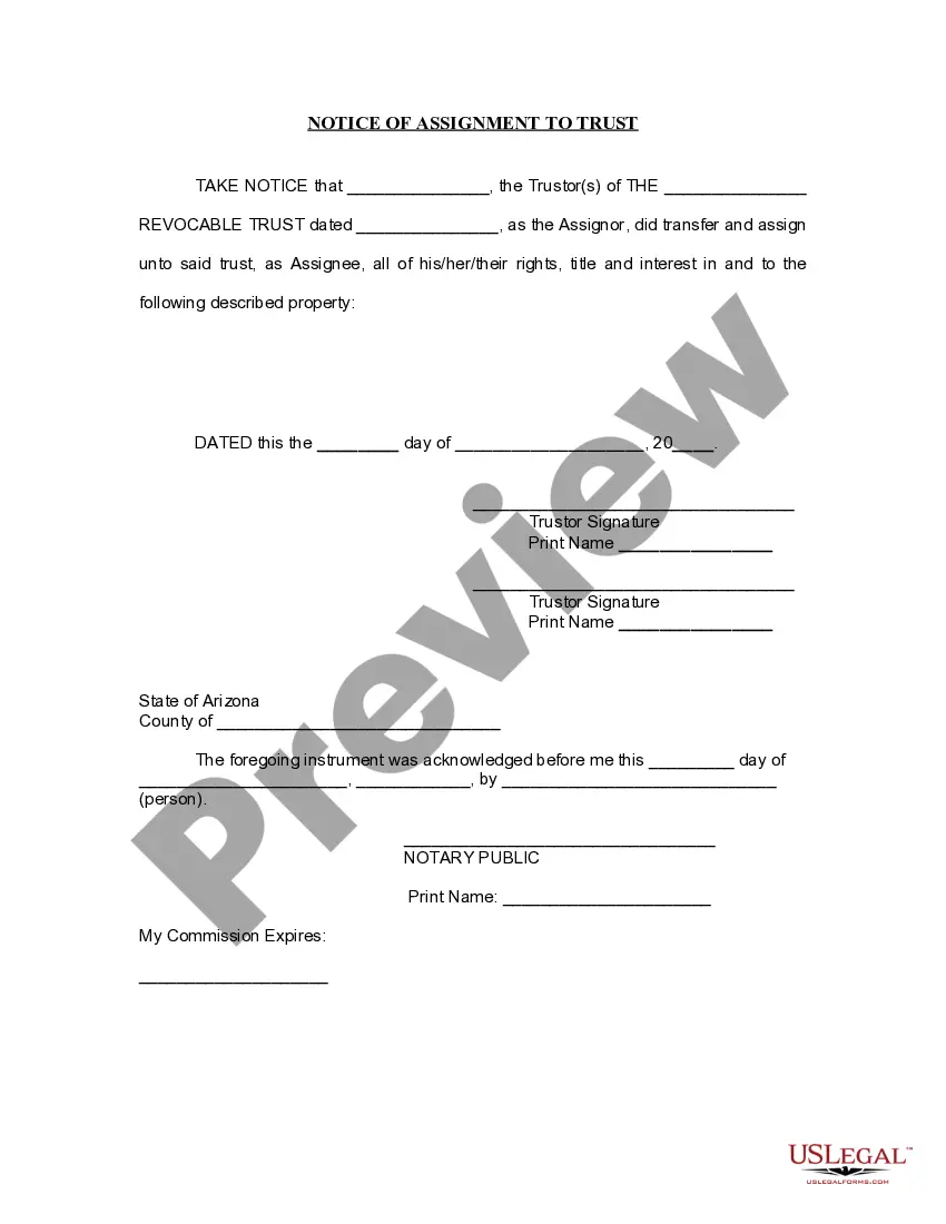 Get Notice of Assignment to Living Trust Preview Notice of Assignment to Living Trust