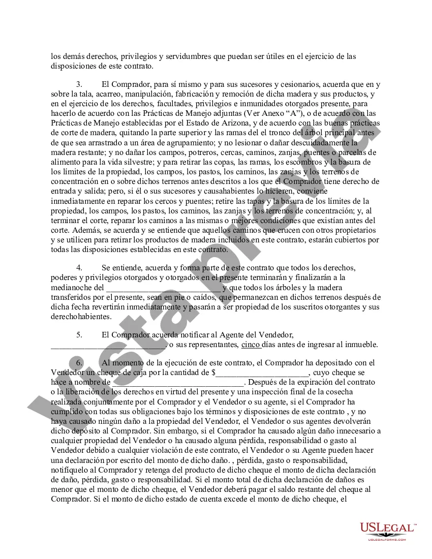 Preview Contrato de venta de madera de Arizona