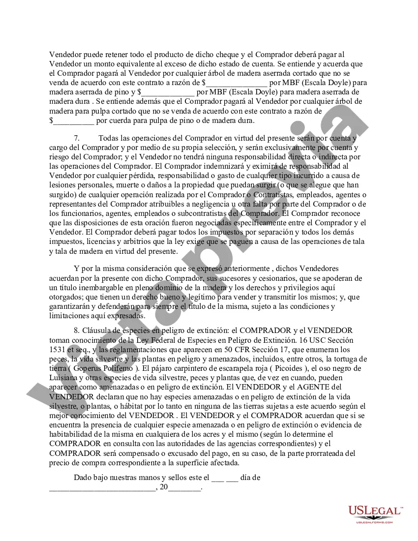 Preview Contrato de venta de madera de Arizona