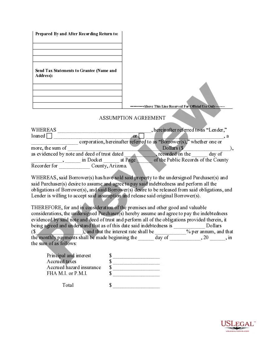 Get Assumption Agreement of Deed of Trust and Release of Original Mortgagors Preview Assumption Agreement of Deed of Trust and Release of Original Mortgagors