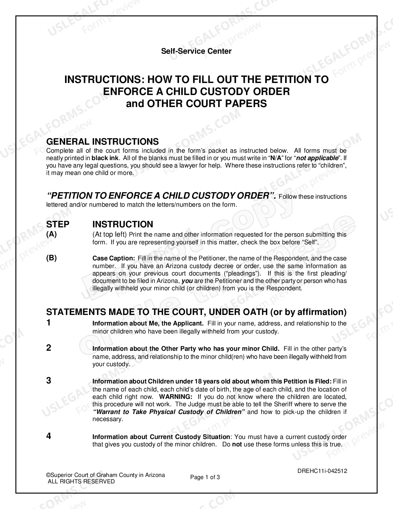 Preview Petition to Enforce a Physical Child Custody Order