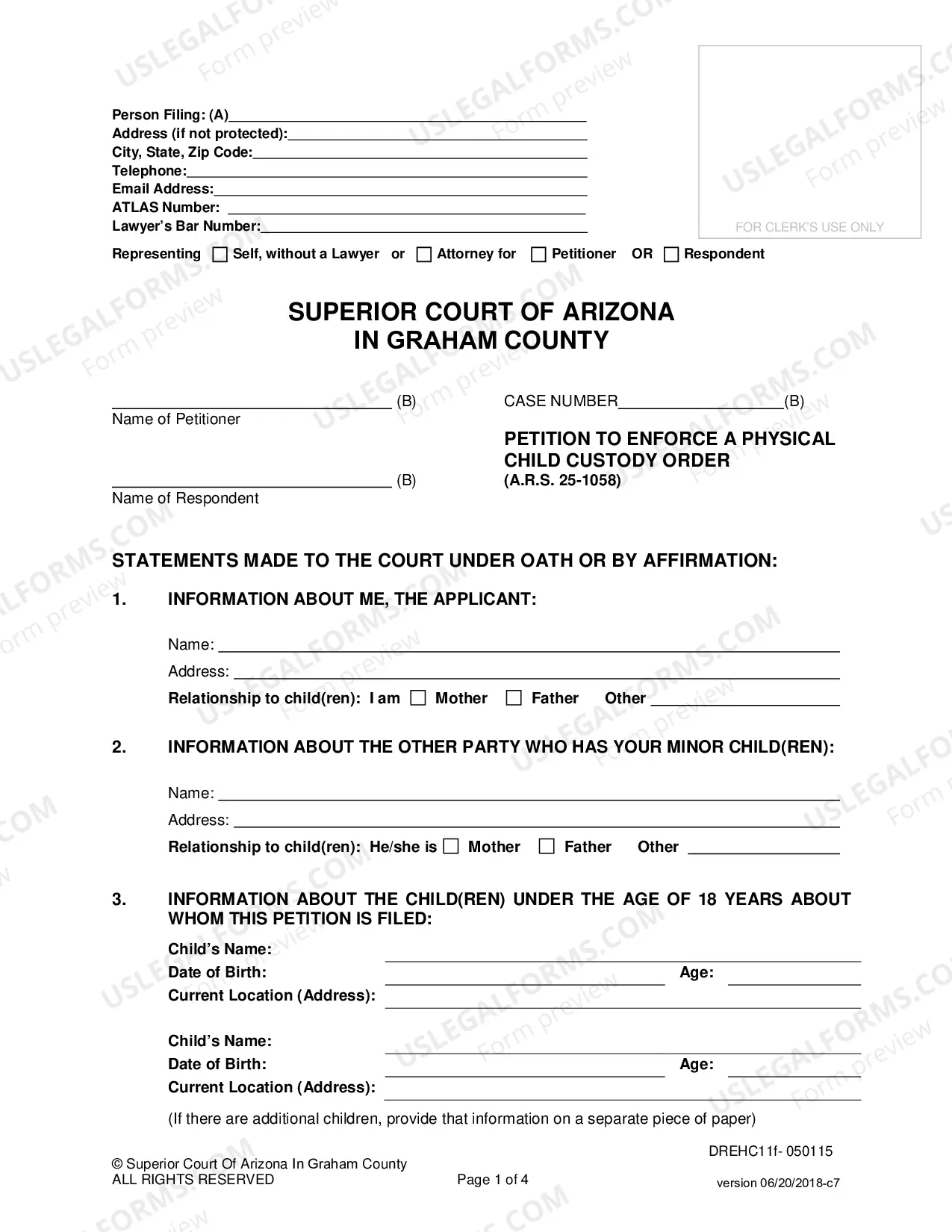 Preview Petition to Enforce a Physical Child Custody Order
