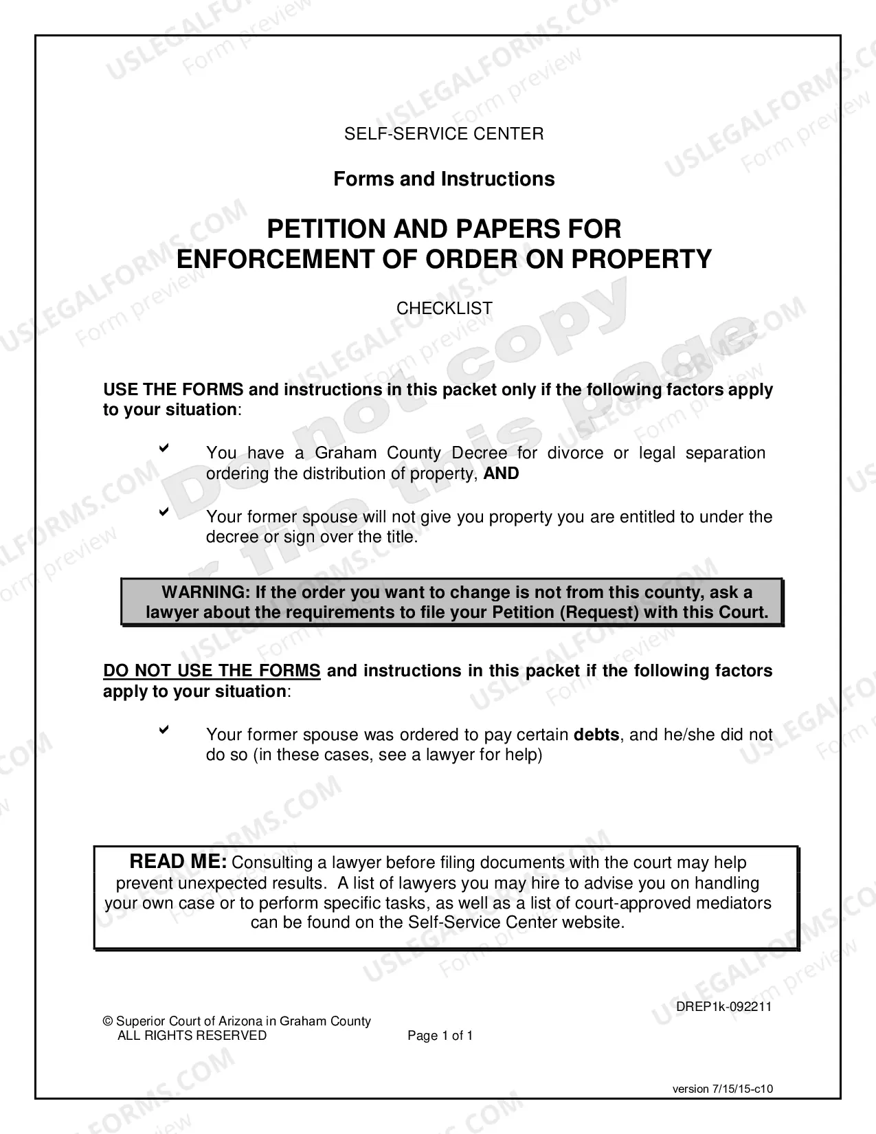 Preview Petition for Enforcement of Order on Property