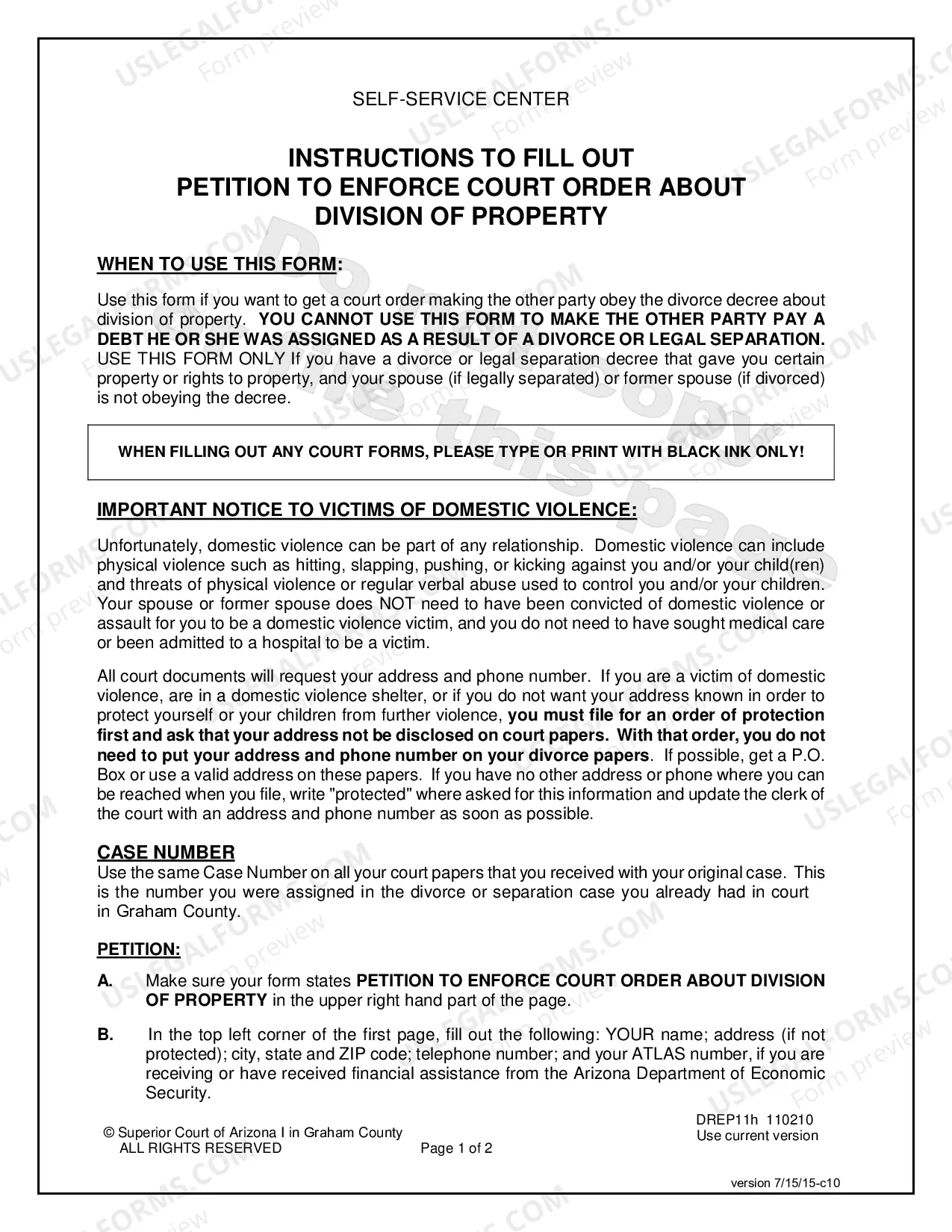 Preview Petition for Enforcement of Order on Property