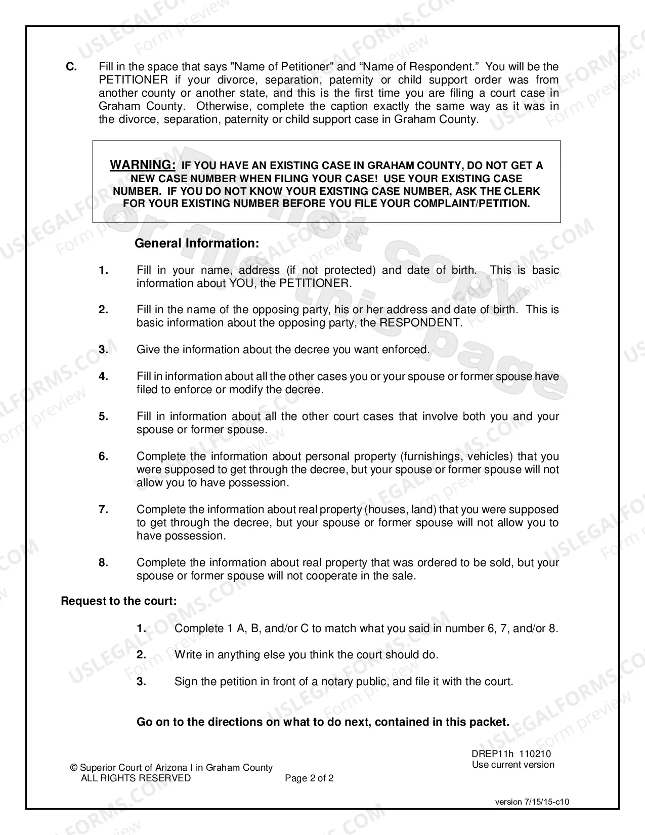 Preview Petition for Enforcement of Order on Property
