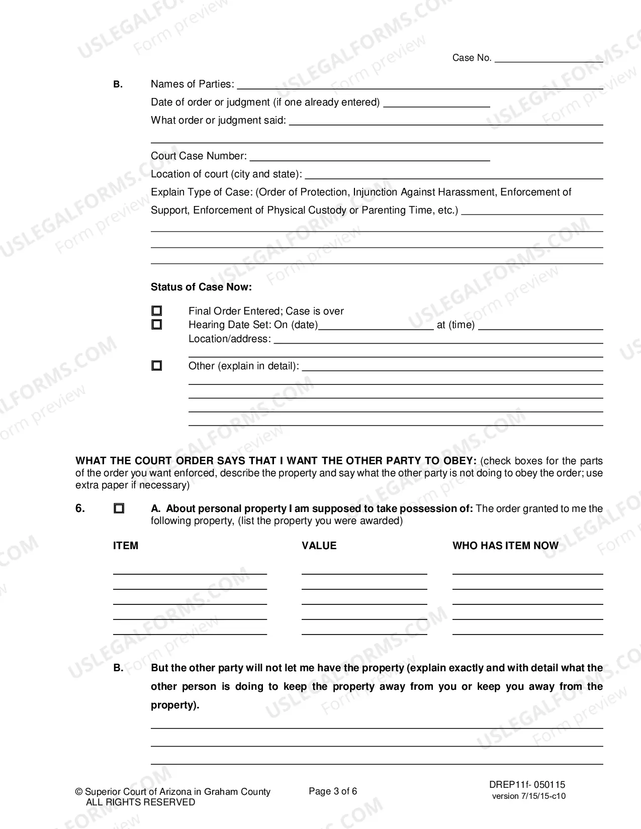 Preview Petition for Enforcement of Order on Property