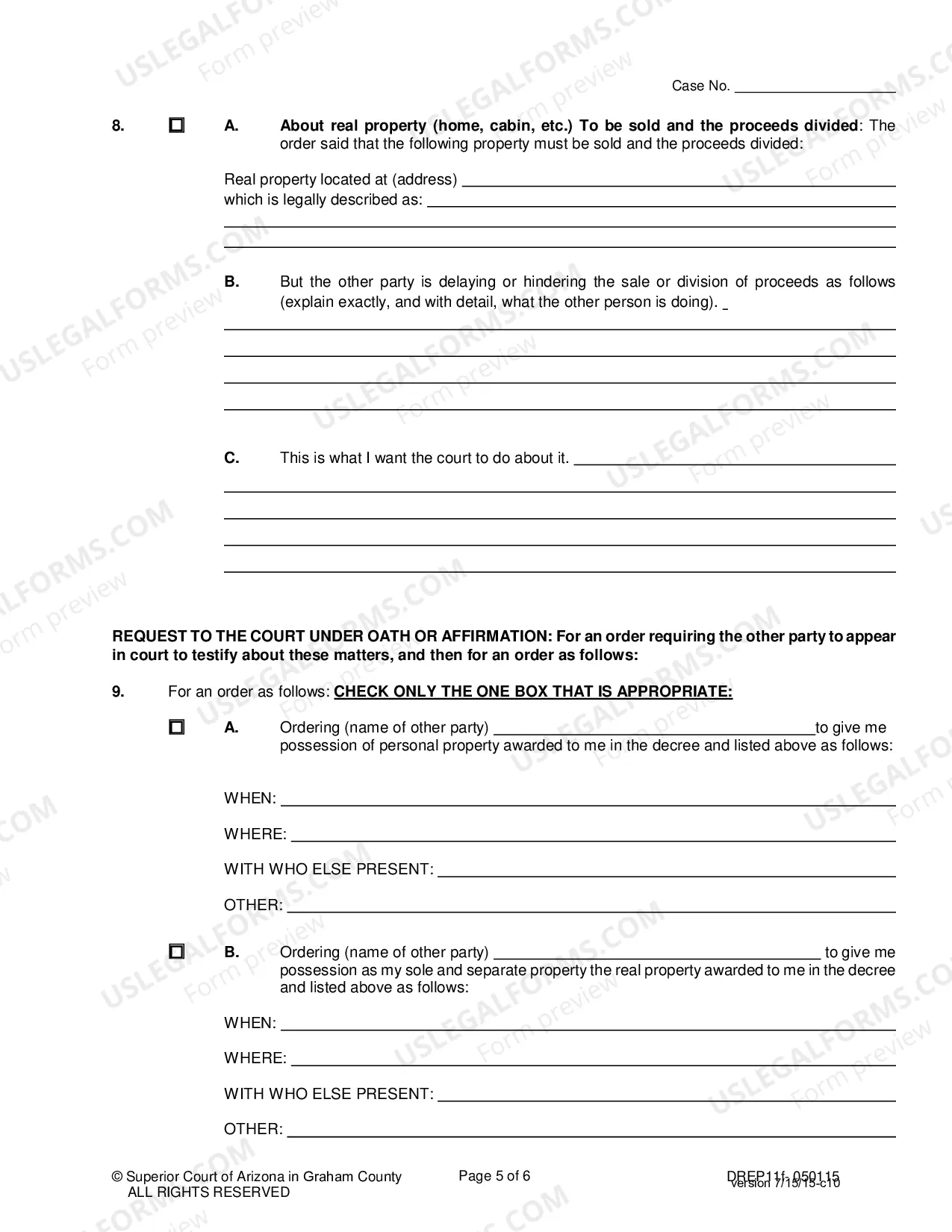 Preview Petition for Enforcement of Order on Property