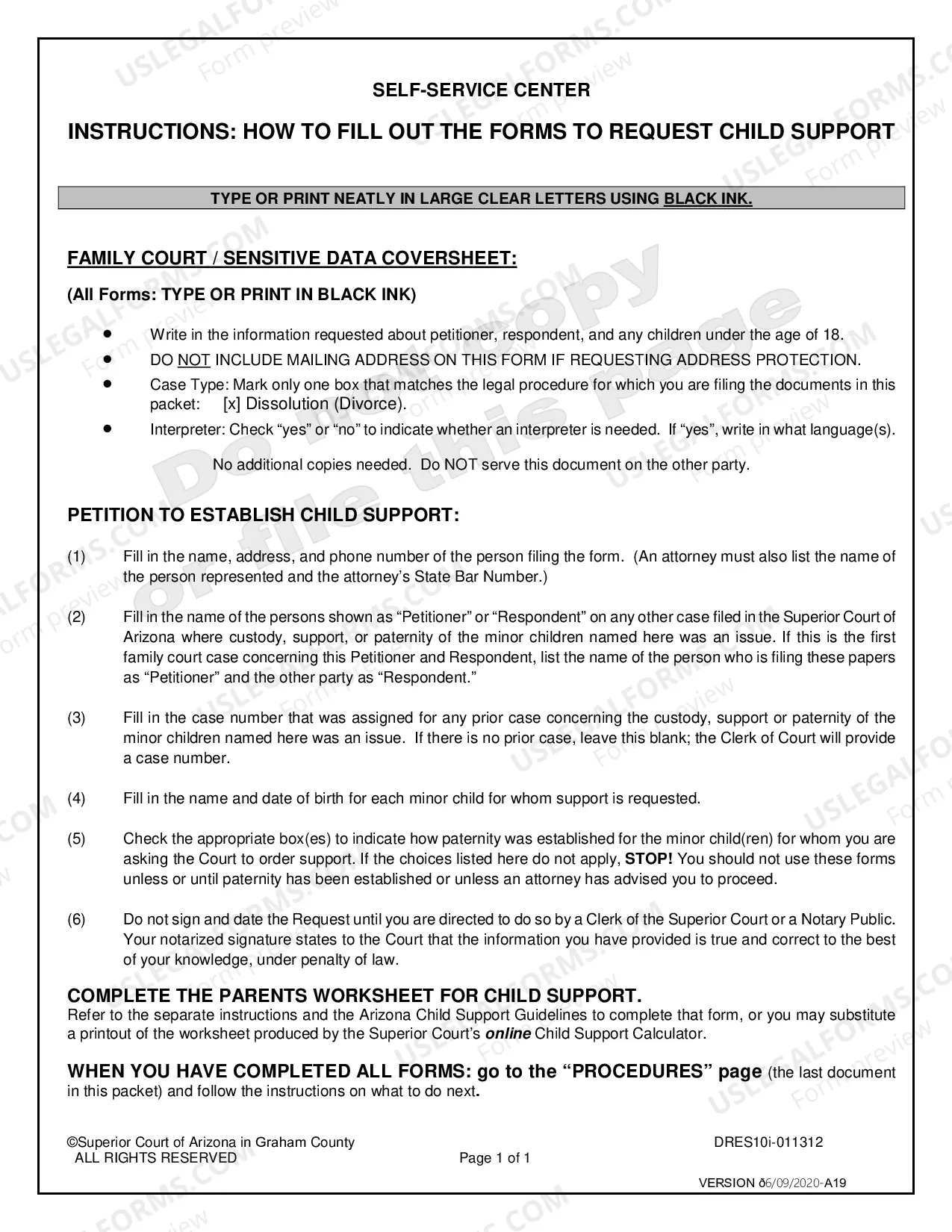 Preview Forms to Request Child Support