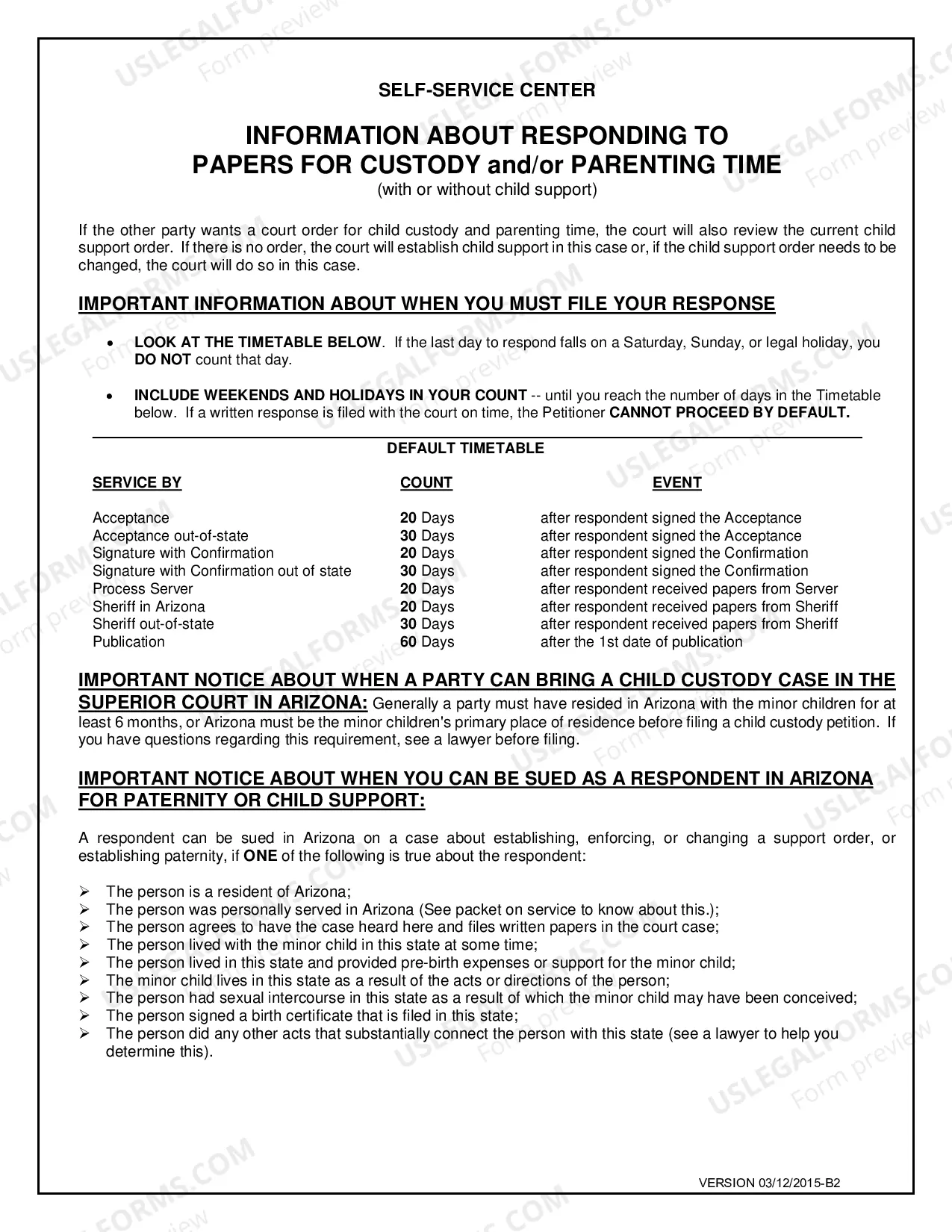 Preview Response to Petition to Establish Child Custody, Parenting Time and Support