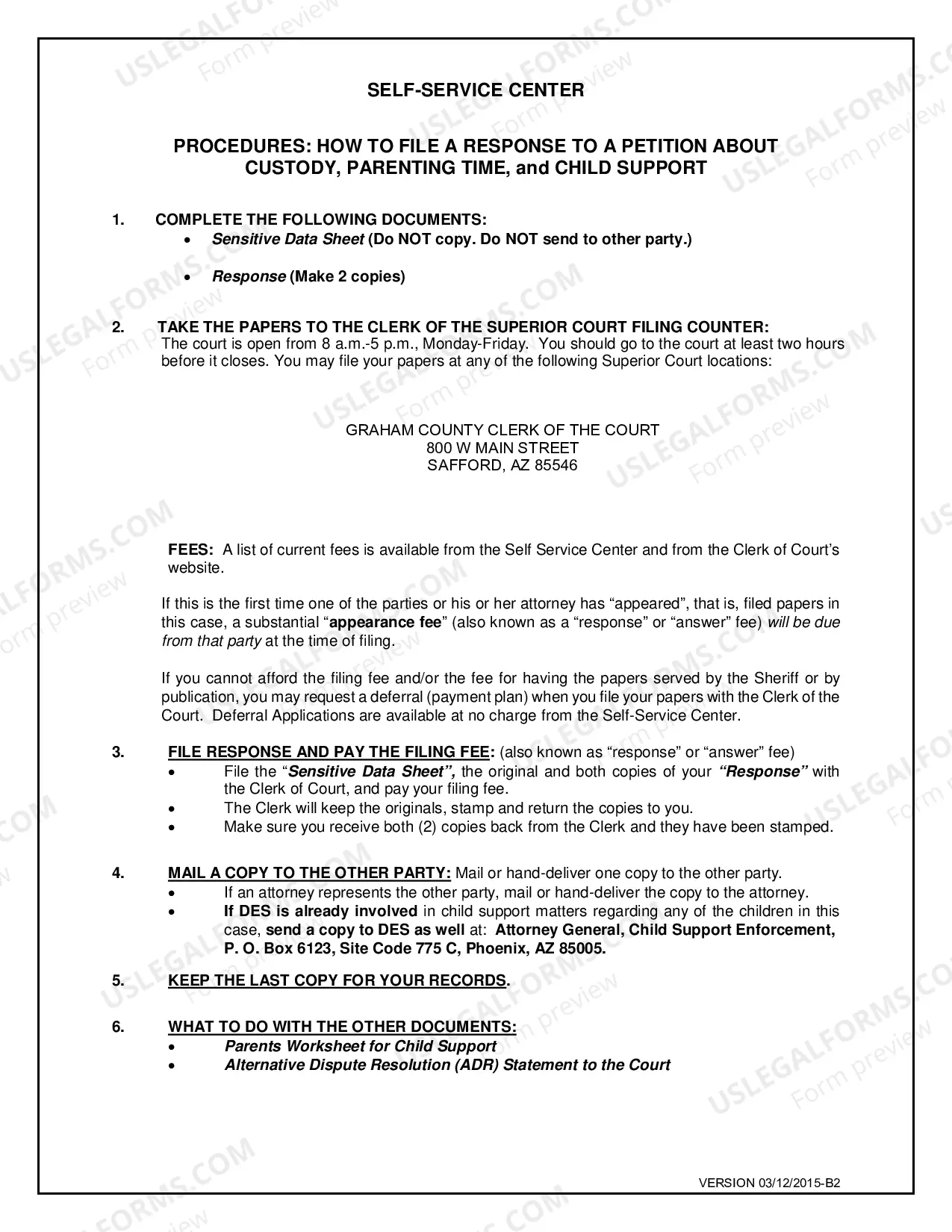 Preview Response to Petition to Establish Child Custody, Parenting Time and Support