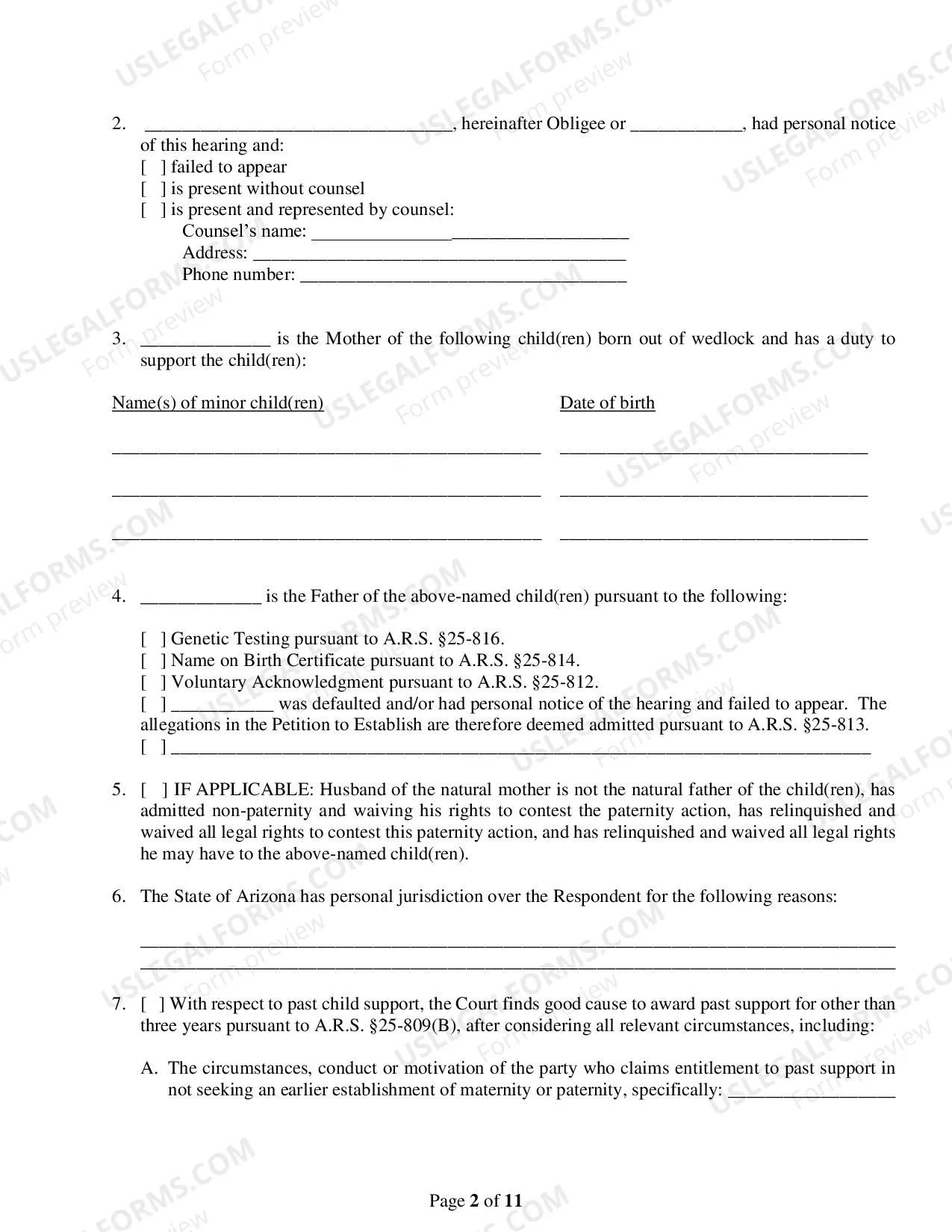 Preview Order for Custody, Parenting Time and Child Support for Petitioner or Respondent