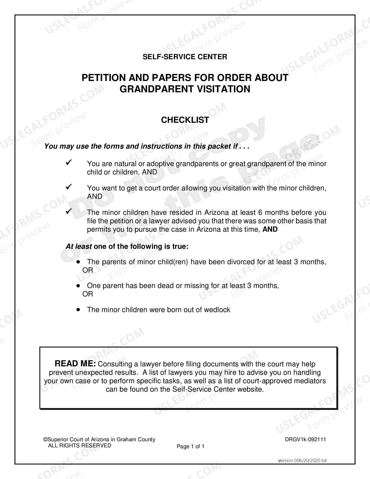 Preview Petition for Order about Grandparent Visitation