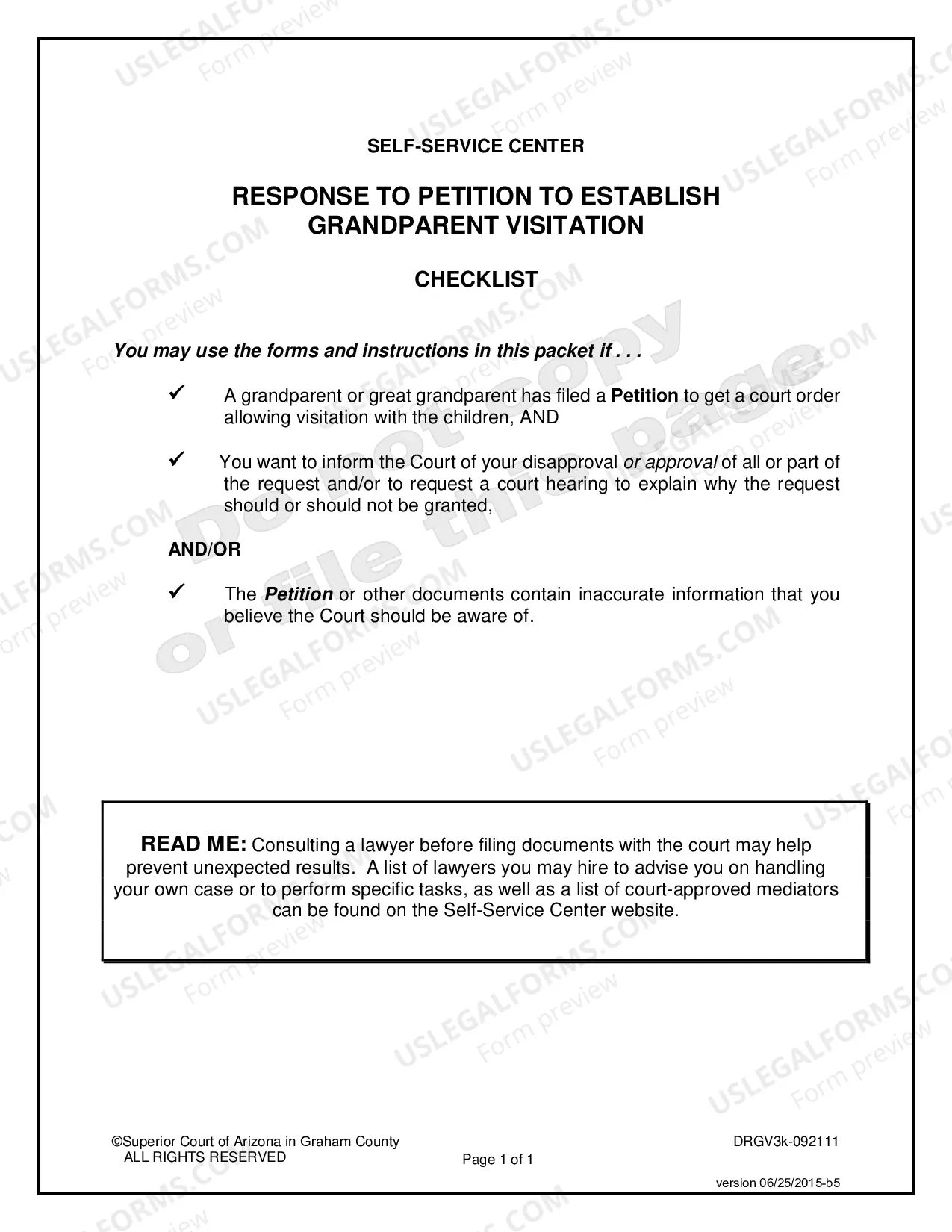 Preview Response to Petition to Establish Grandparent Visitation