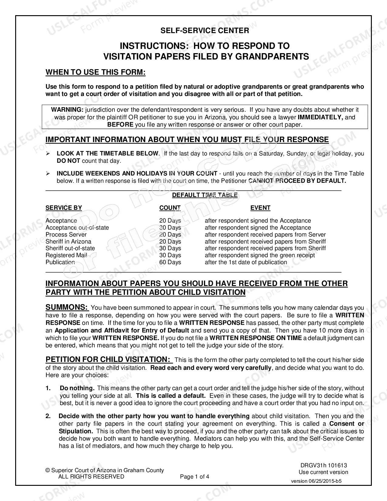Preview Response to Petition to Establish Grandparent Visitation