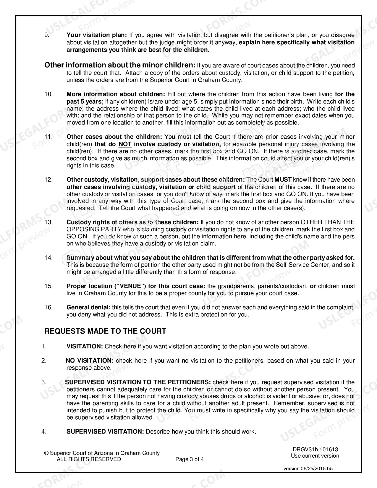Preview Response to Petition to Establish Grandparent Visitation