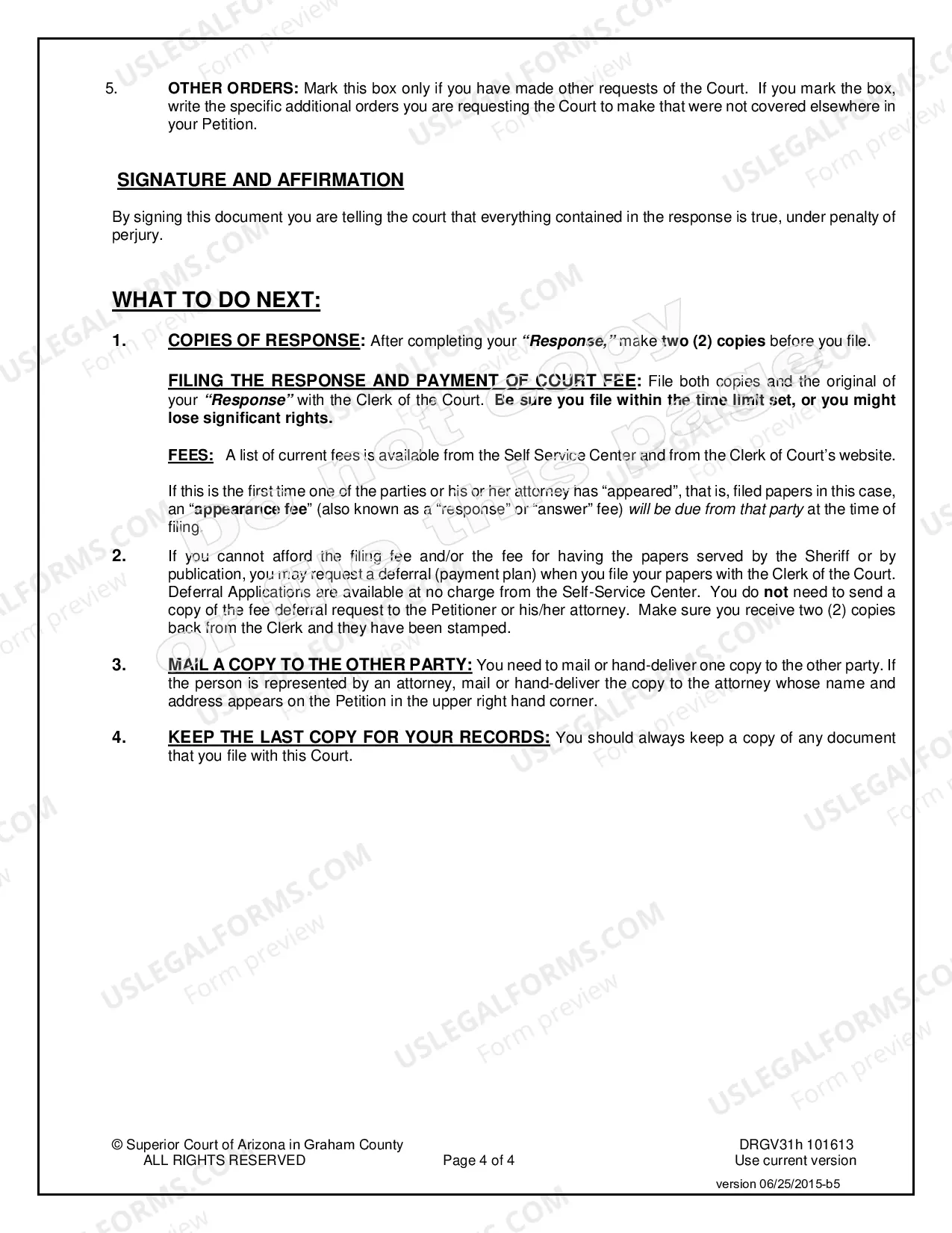 Preview Response to Petition to Establish Grandparent Visitation