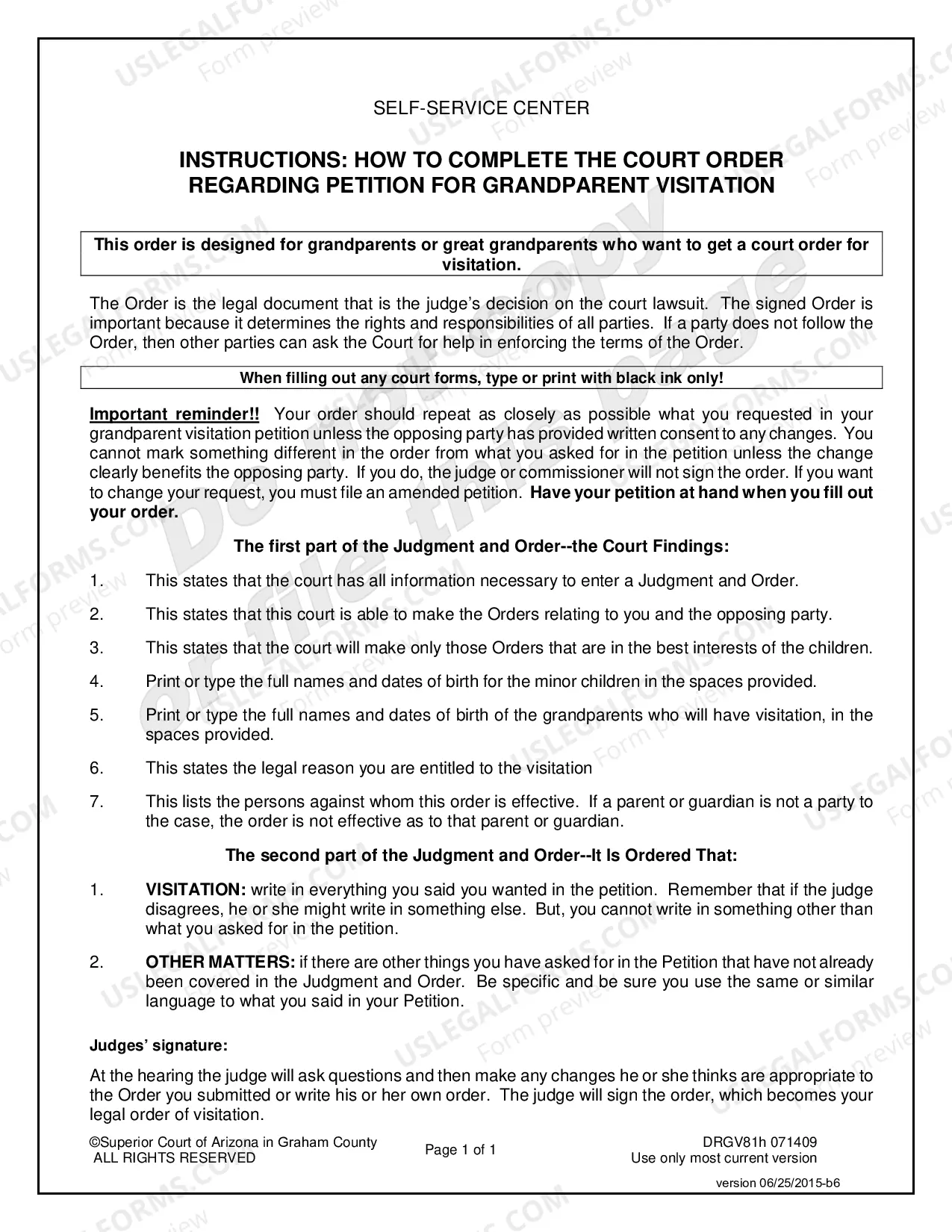 Preview Order Regarding Petition for Grandparent Visitation