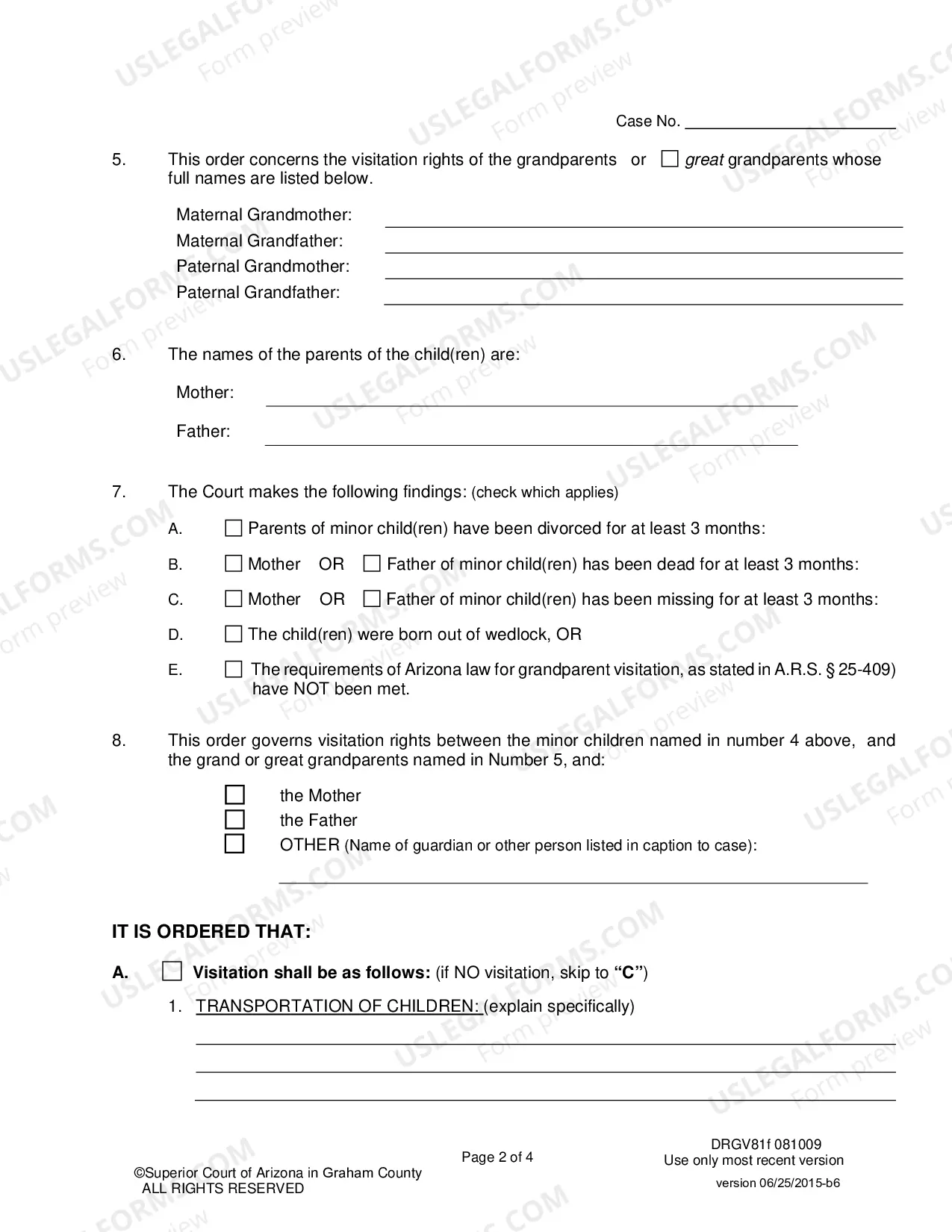 Preview Order Regarding Petition for Grandparent Visitation