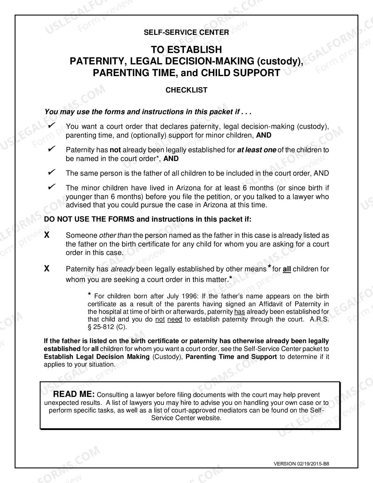 Preview Establish Paternity with Custody, Parenting Time and Child Support for Petitioner Only