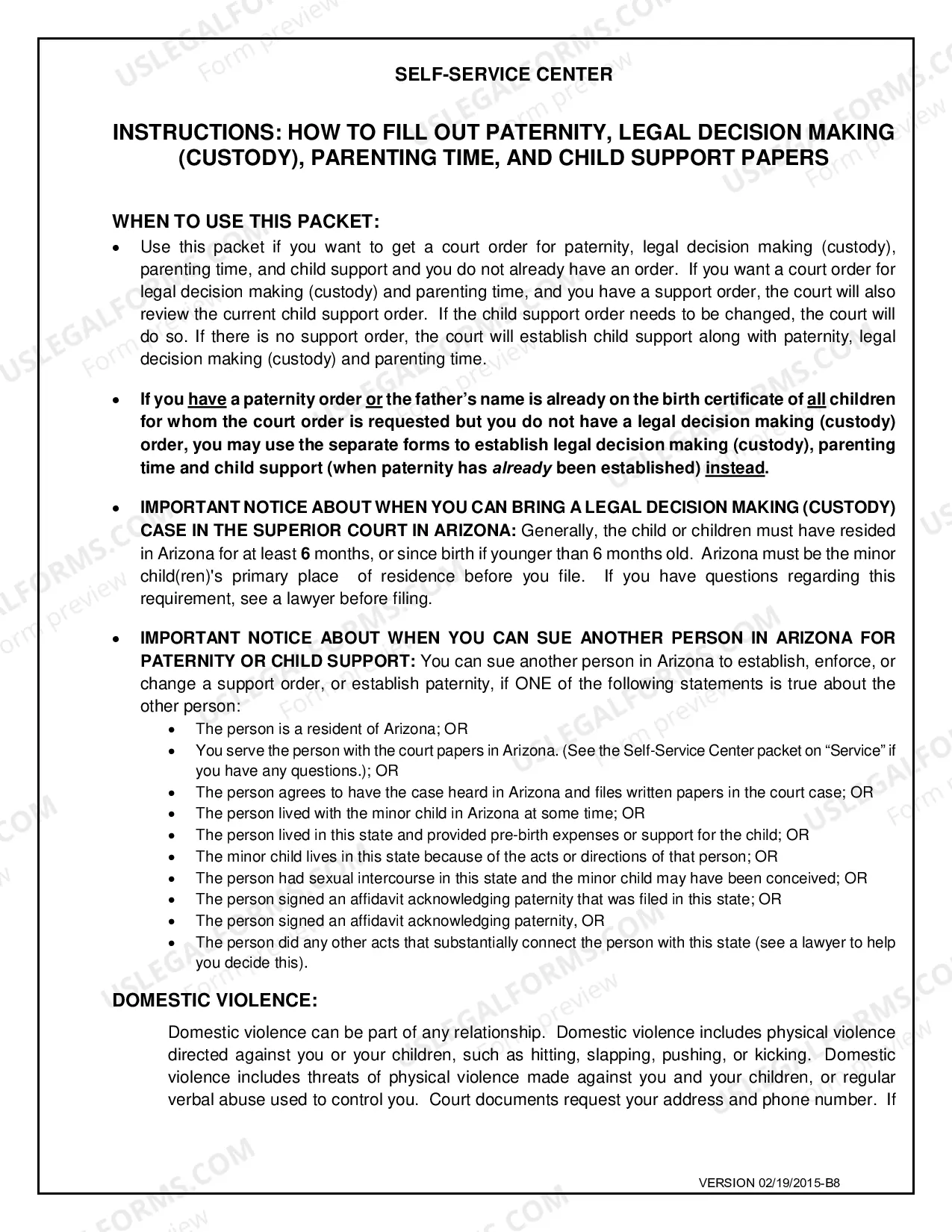 Preview Establish Paternity with Custody, Parenting Time and Child Support for Petitioner Only