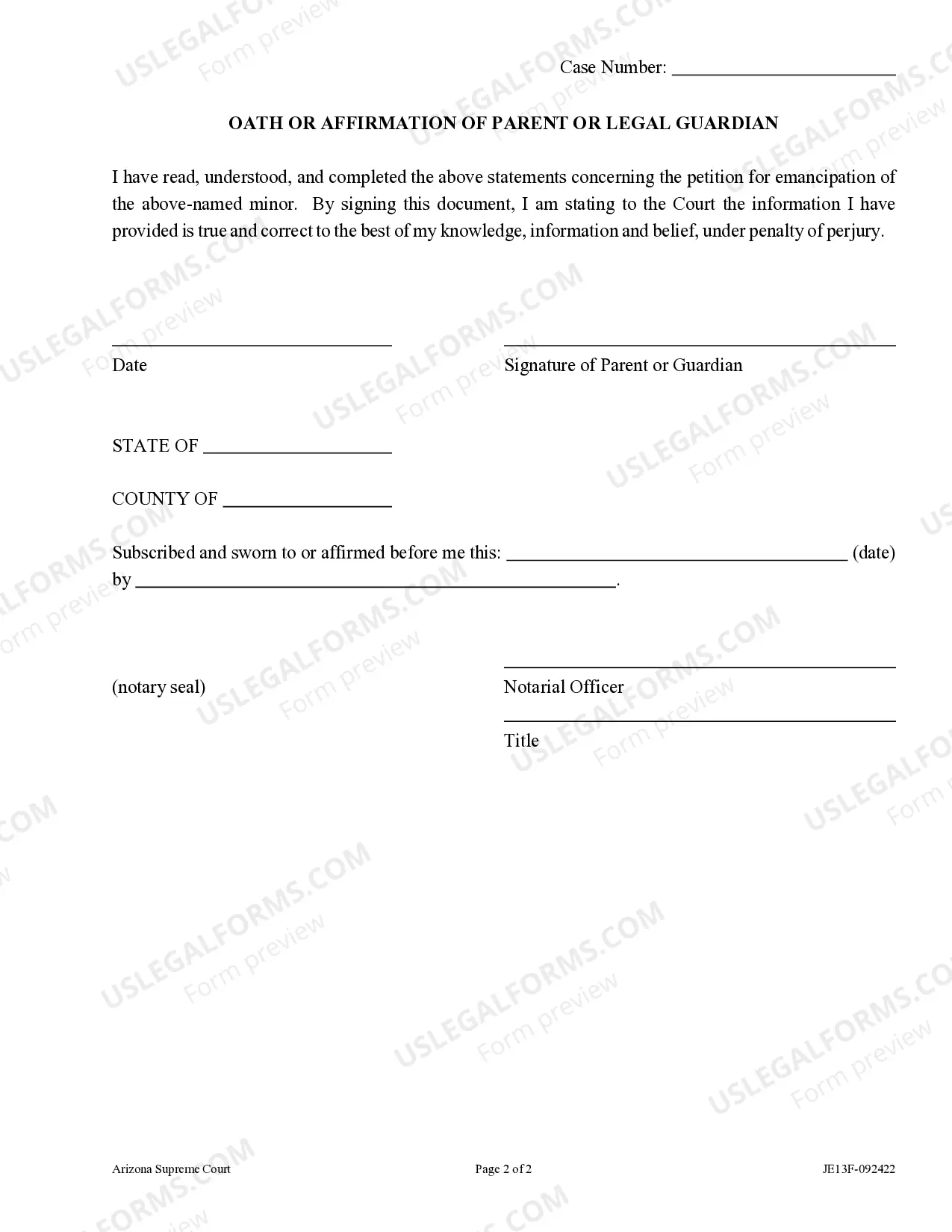 Preview Consent to Emancipation of a Minor