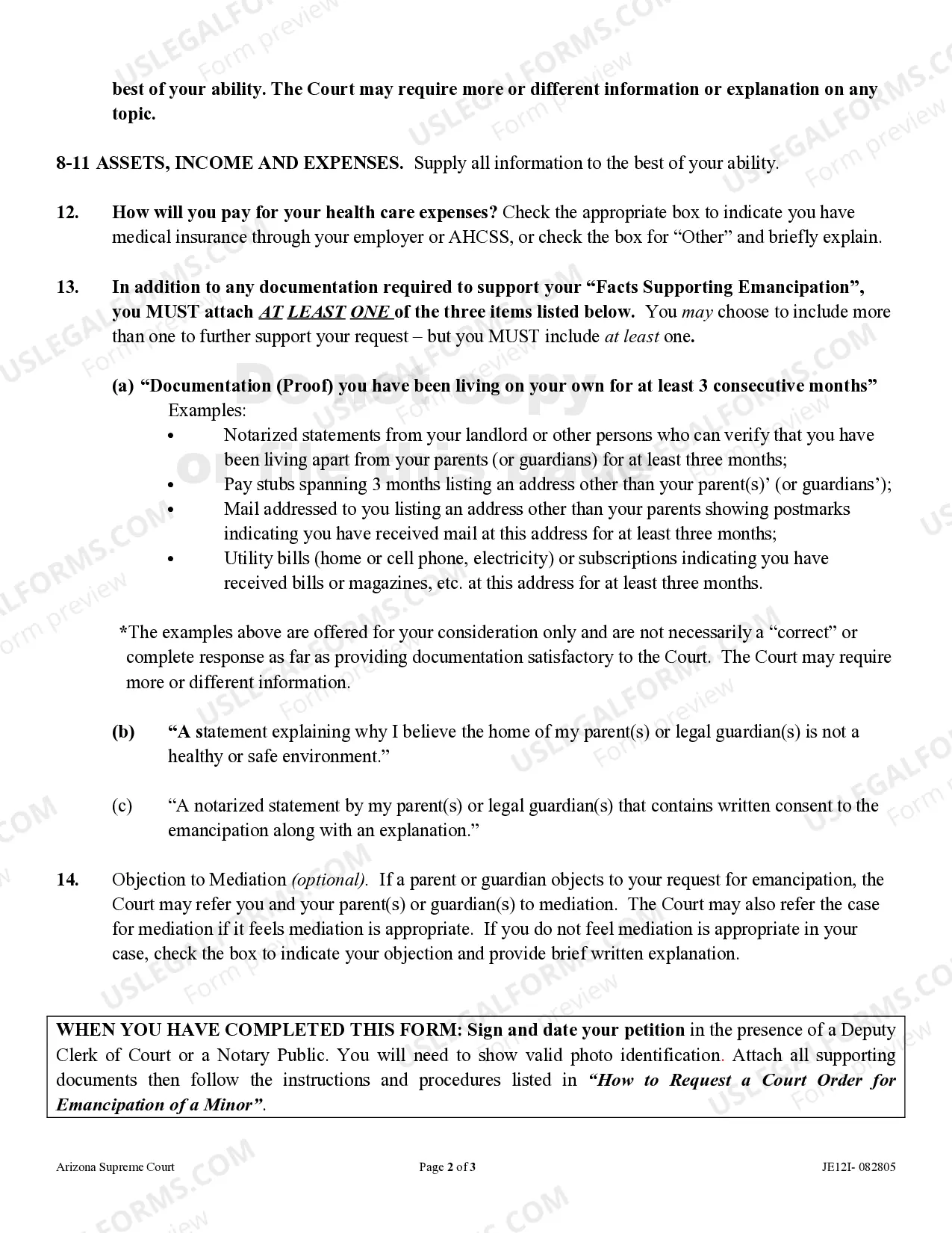 Preview Instructions: How to Fill Out the Petition for Emancipation of a Minor