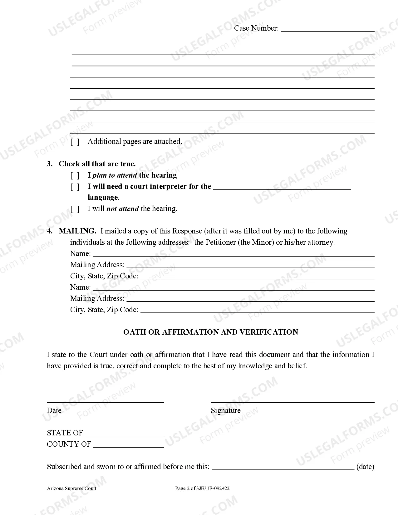 Preview Response to Petition for Emancipation of a Minor