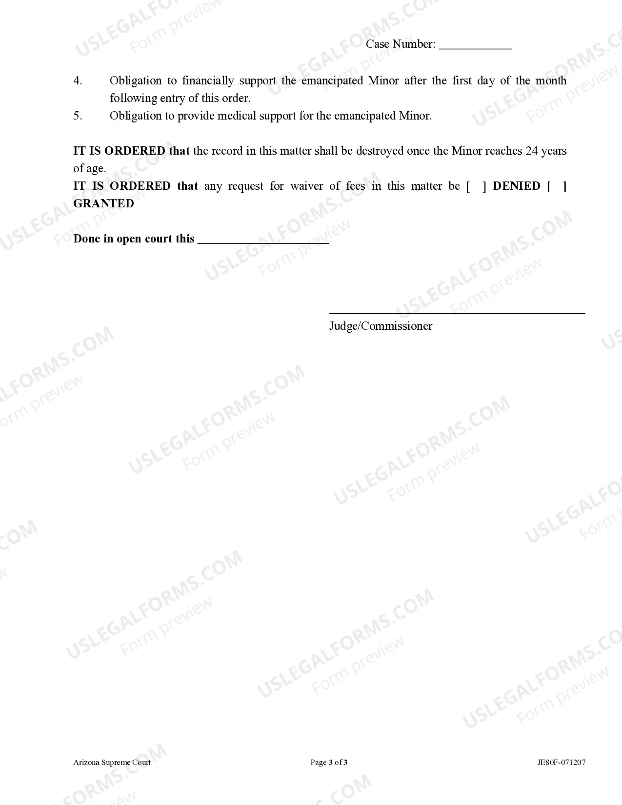 Preview Order for Emancipation of a Minor