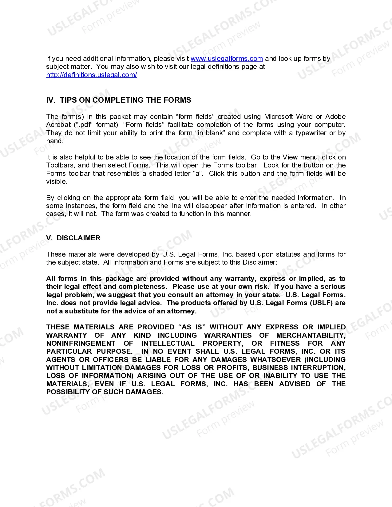 Preview Arizona Landlord Notices for Eviction / Unlawful Detainer Forms Package