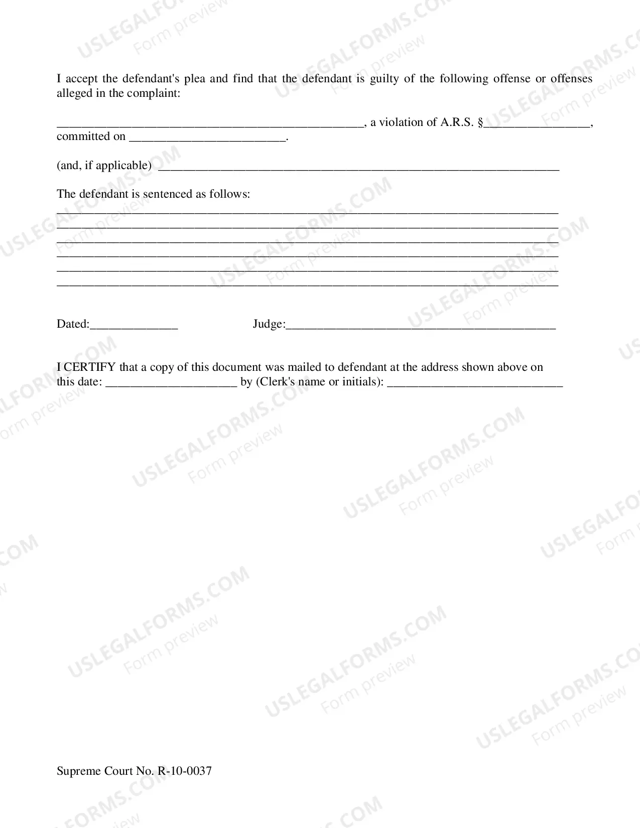 Preview Criminal Plea Form (by mail)