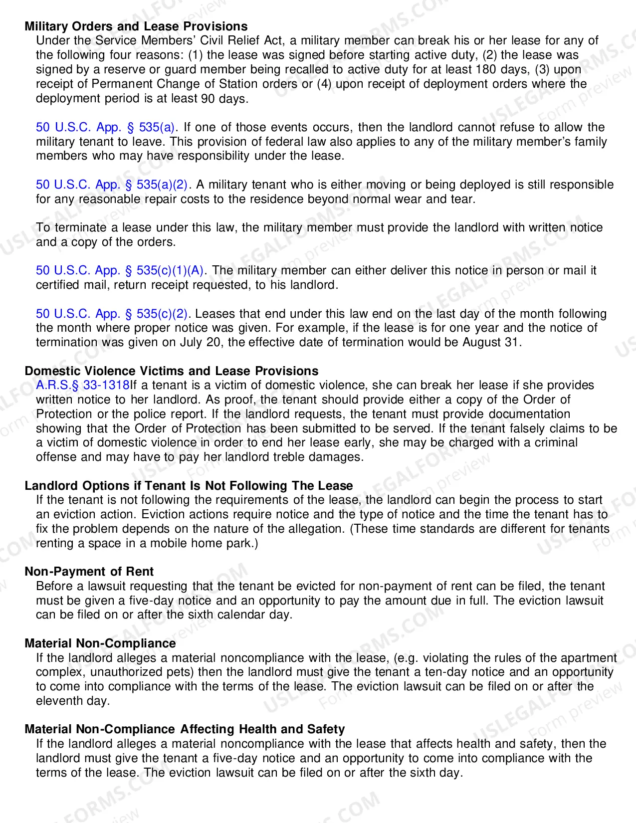Preview Landlord / Tenant Important Information