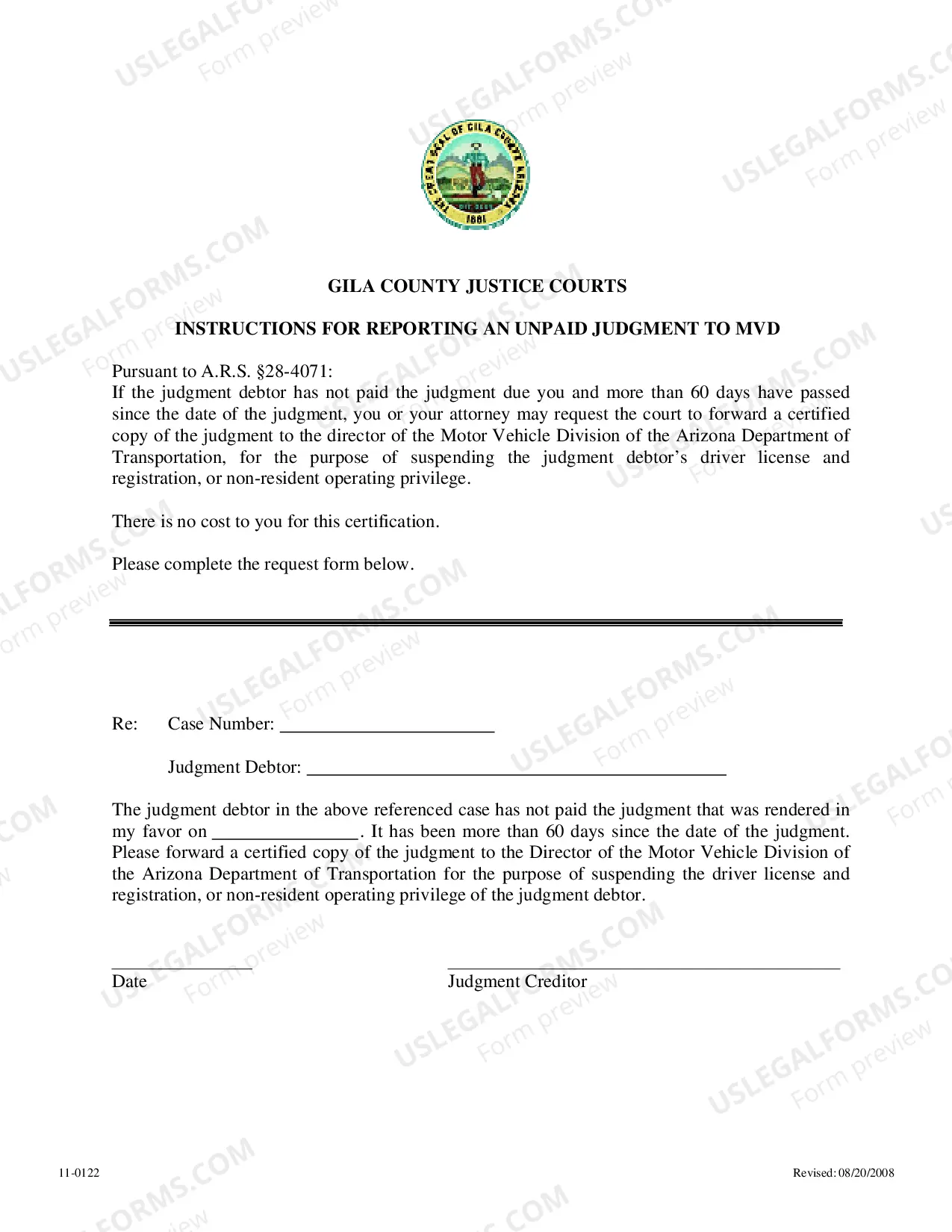 Preview Report an Unpaid Judgment to MVD