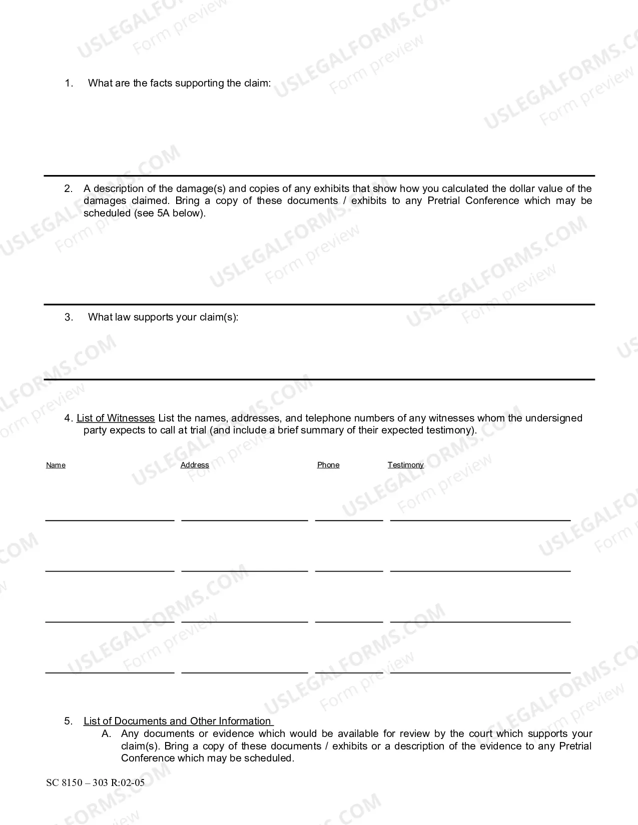 Preview Small Claims Request and Order to Transfer to Civil Division