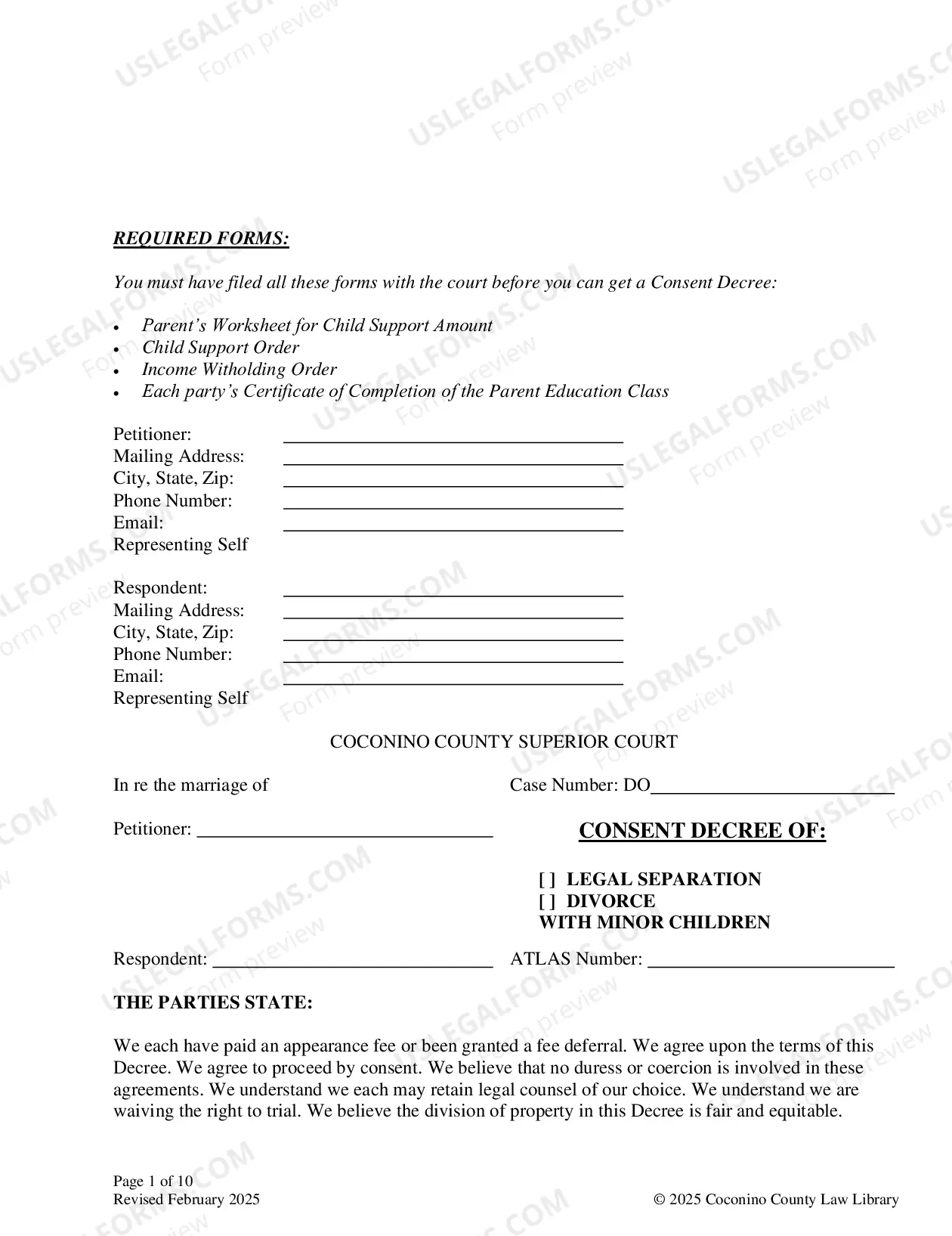 Preview Packet CONSENT DECREE FOR DIVORCE OR LEGAL SEPARATION WITH CHILDREN