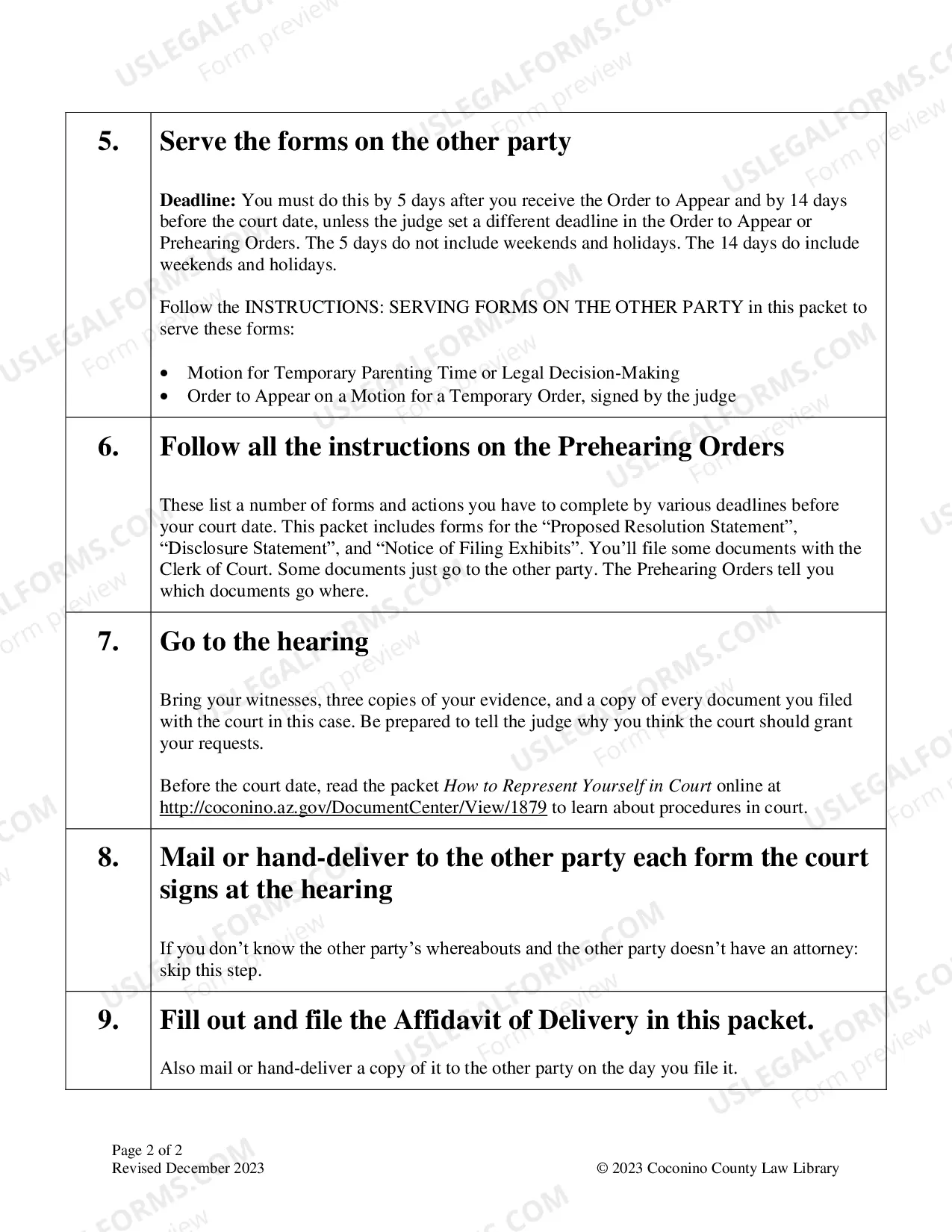 Preview Packet TEMPORARY PARENTING TIME, LEGAL DECISION-MAKING, OR CHILD SUPPORT
