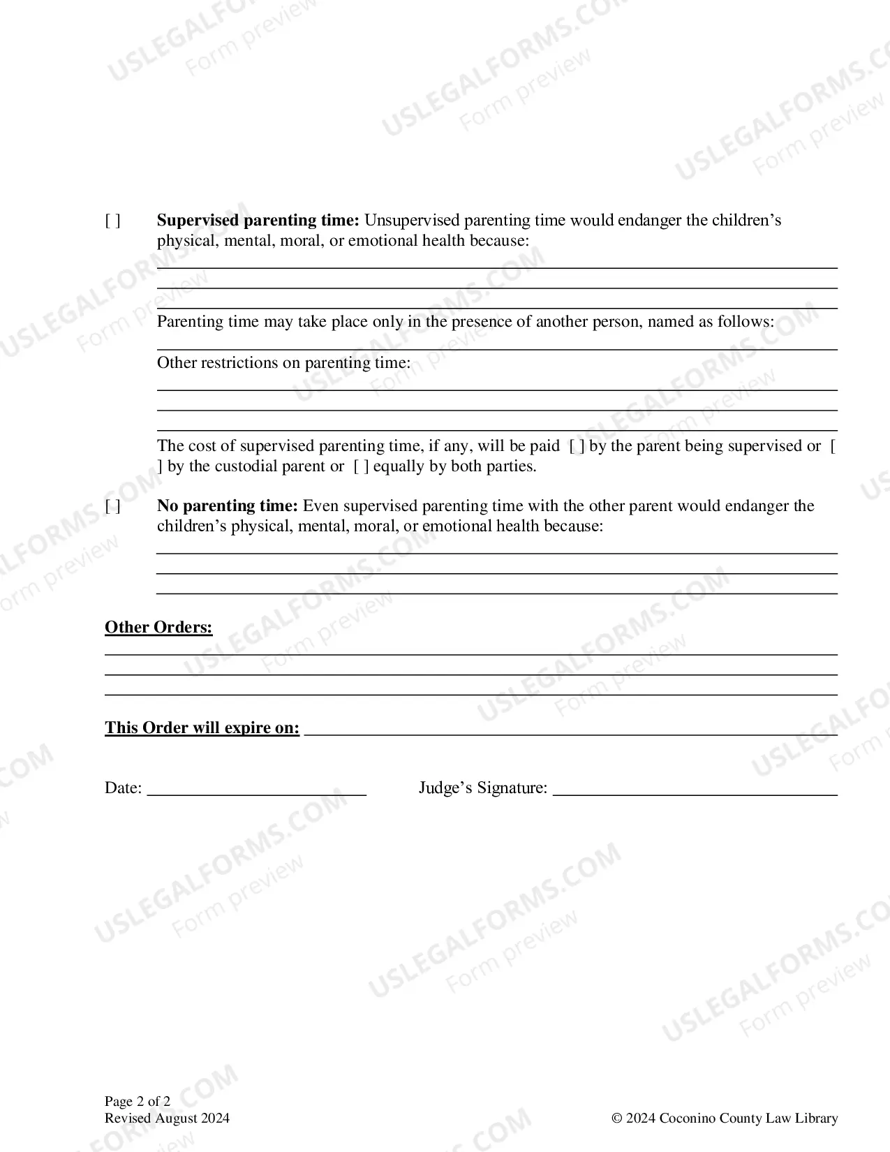 Preview Packet TEMPORARY PARENTING TIME, LEGAL DECISION-MAKING, OR CHILD SUPPORT