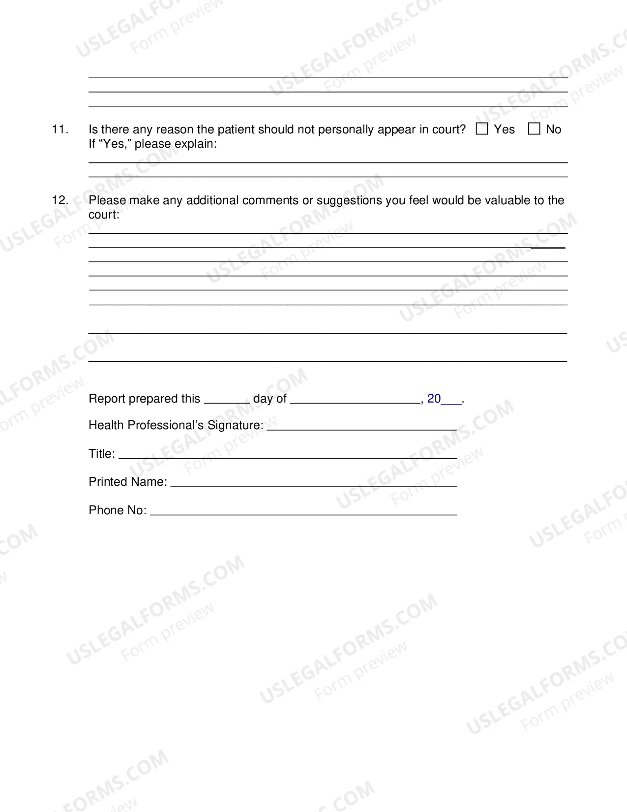 Preview Health Professionals Report