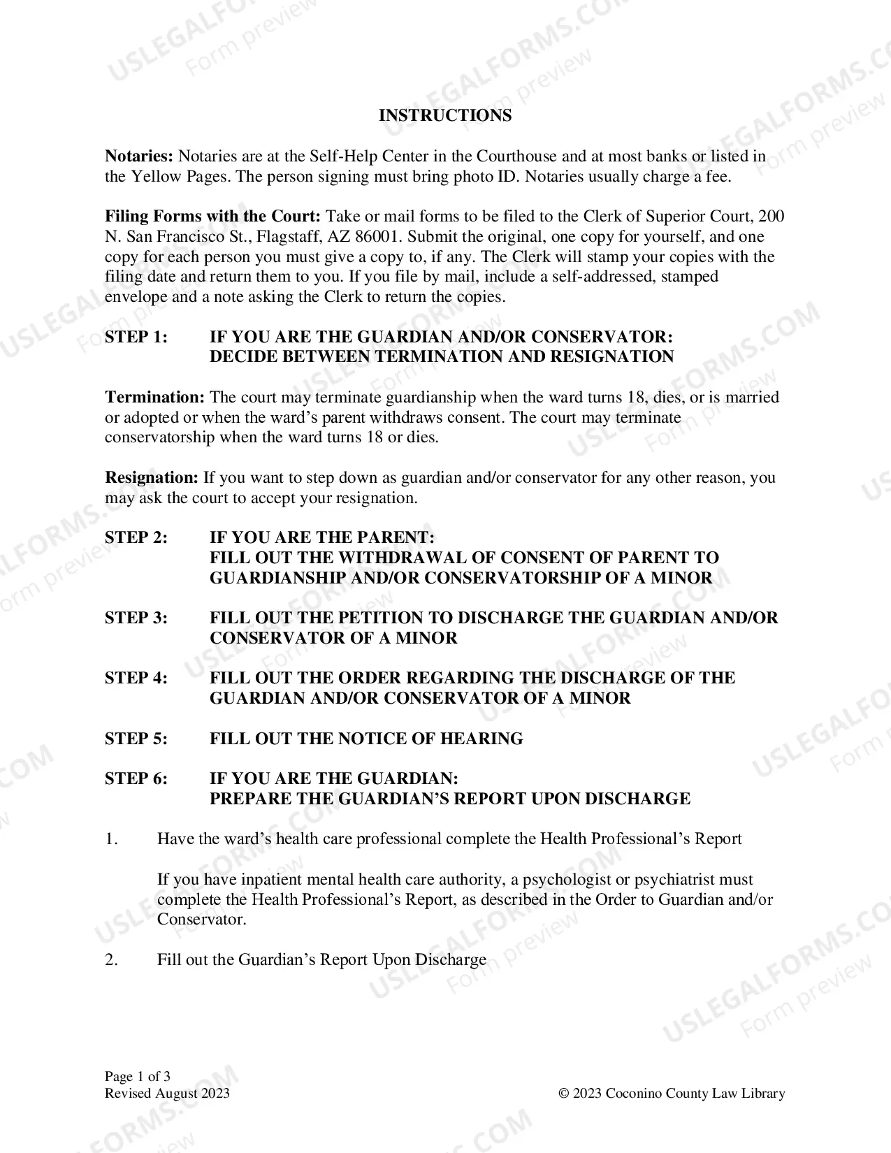 Preview Order Regarding Discharge Of Guardian Conservator Both (Minor)