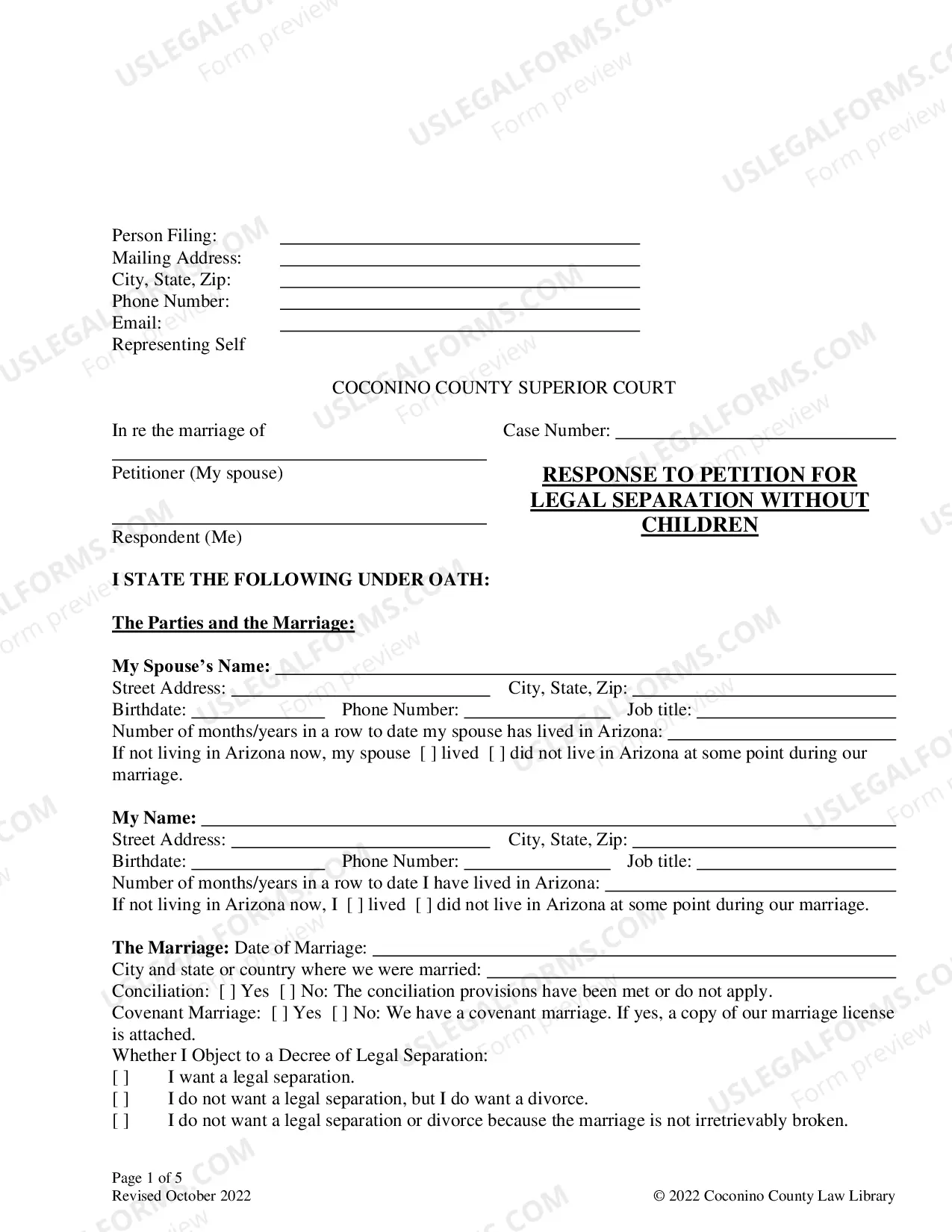Preview Legal Separation Without Children Packet