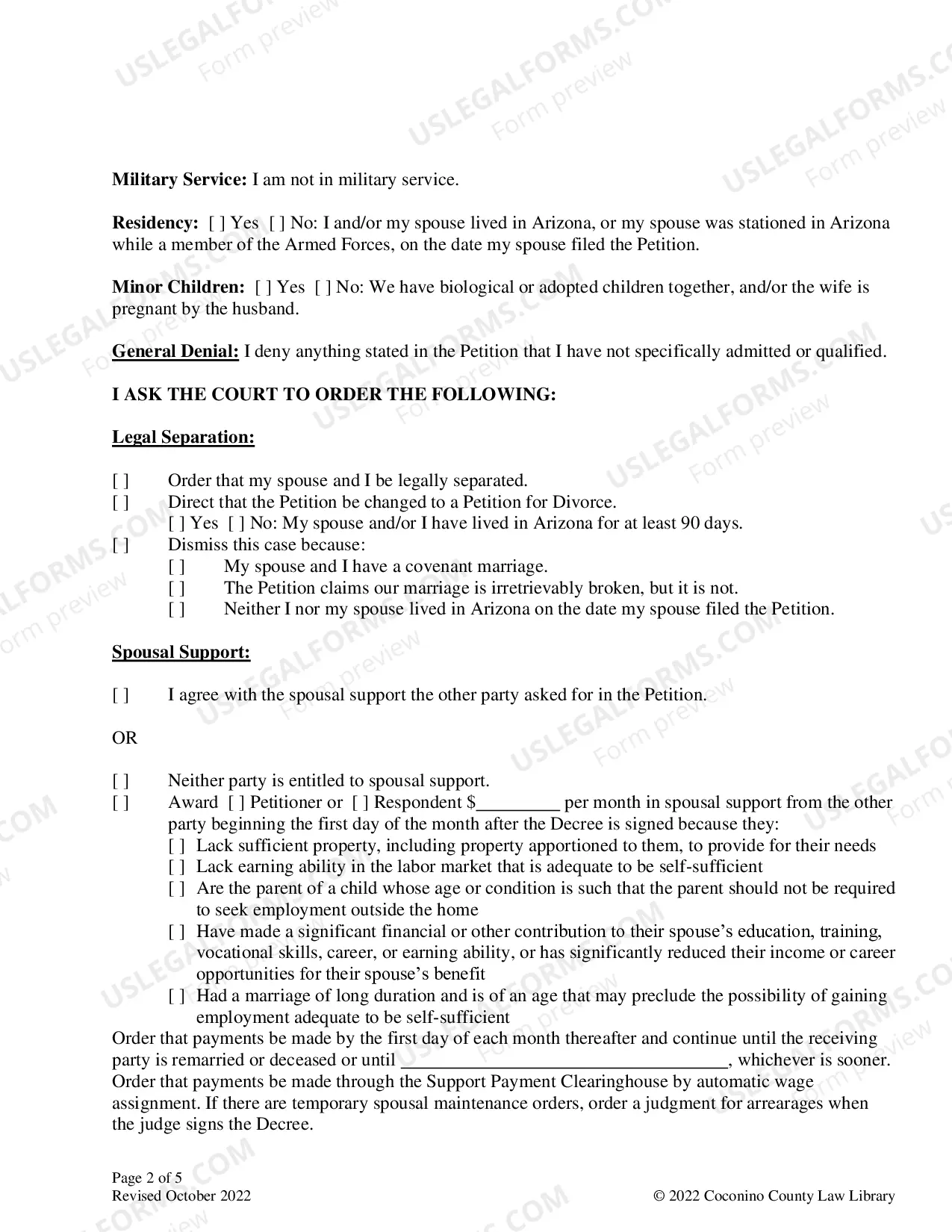 Preview Legal Separation Without Children Packet