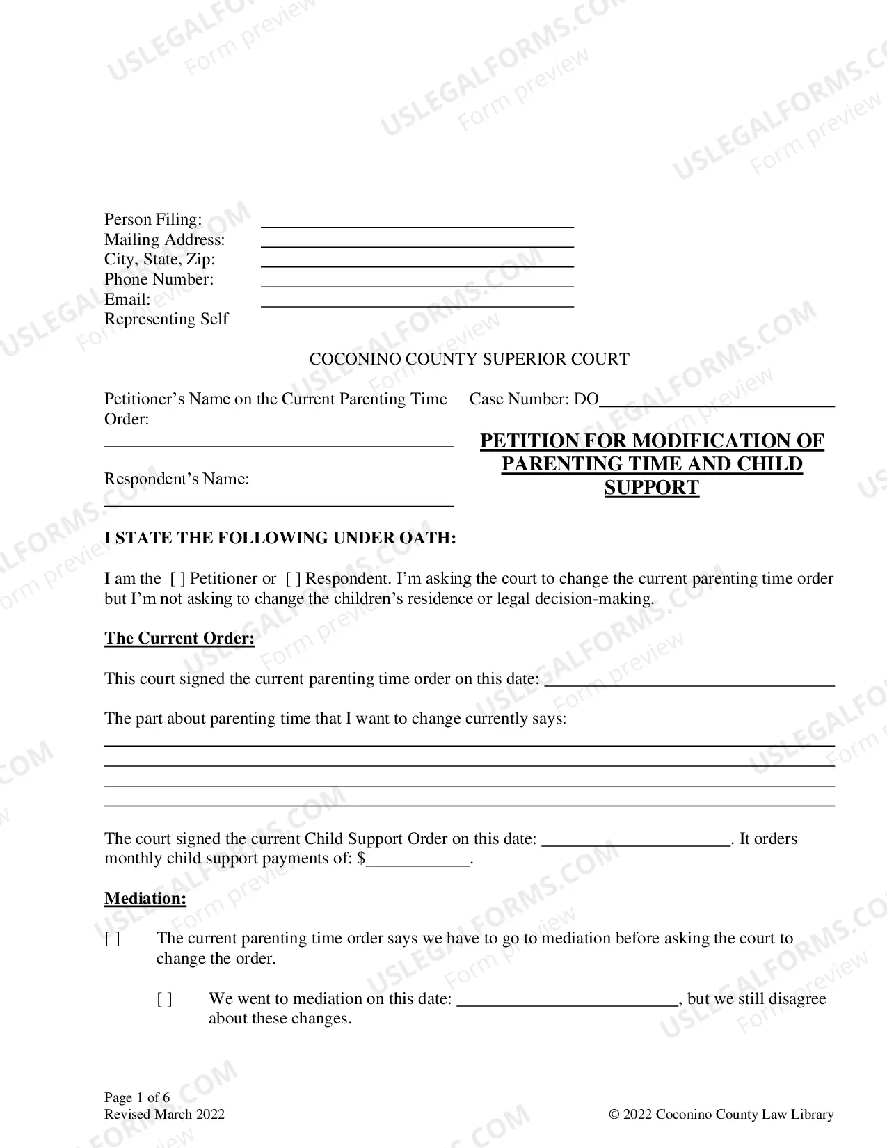 Preview Petition For Modification Of Child Custody Parenting Time And Child Support Packet