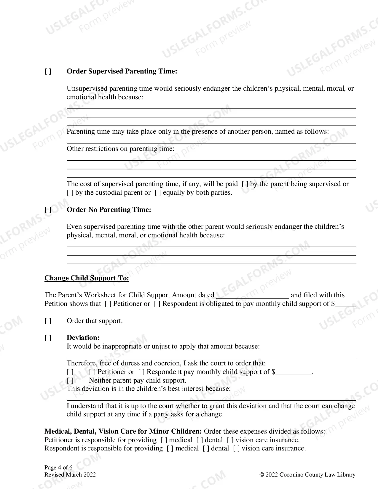 Preview Petition For Modification Of Child Custody Parenting Time And Child Support Packet