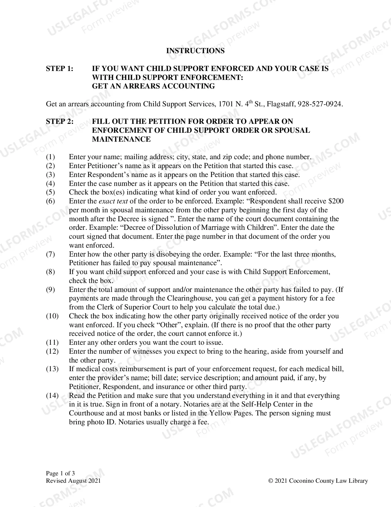 Preview Petition For Order To Appear On Enforcement Of Child Support-Spousal Maintenance