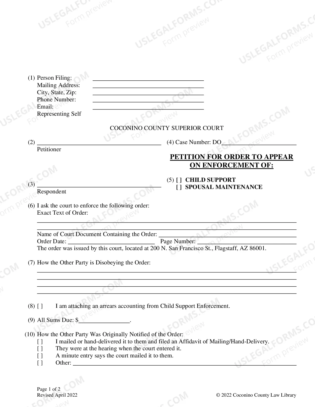 Preview Petition For Order To Appear On Enforcement Of Child Support-Spousal Maintenance