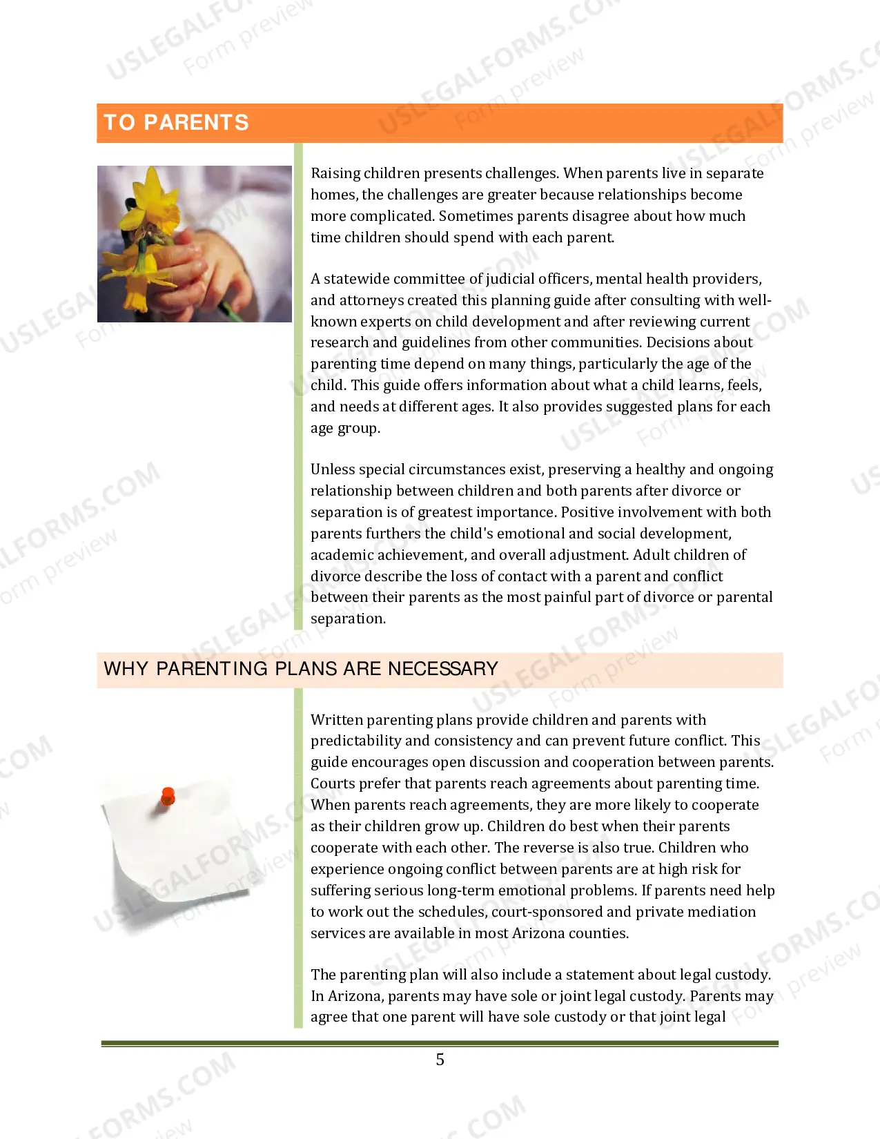 Preview Planning for Parenting Time: Arizona's Guide for Parents Living Apart