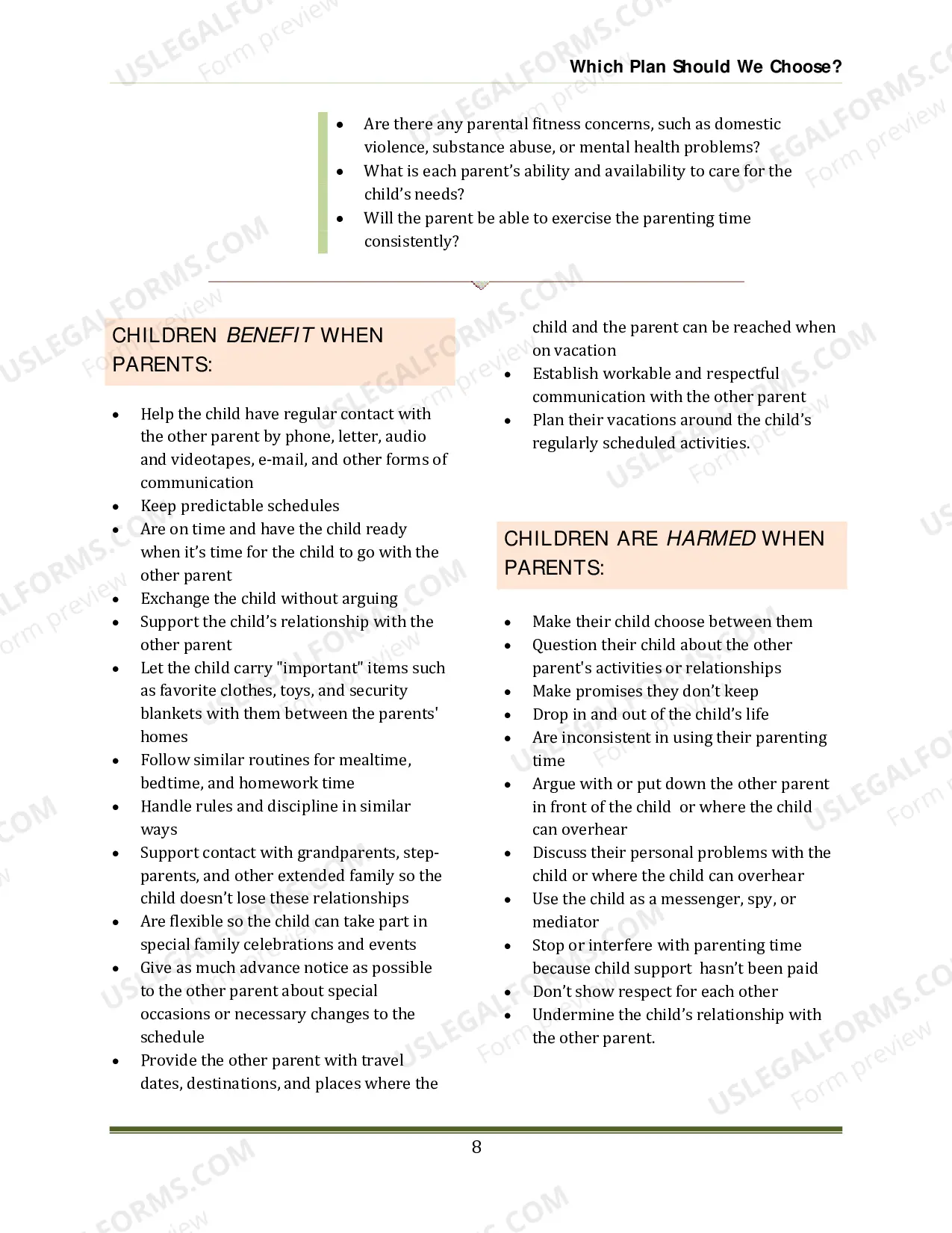 Preview Planning for Parenting Time: Arizona's Guide for Parents Living Apart