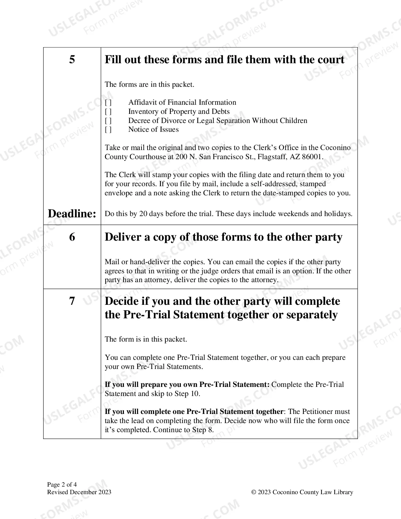 Preview Pre-Trial Statement: For Cases Without Children