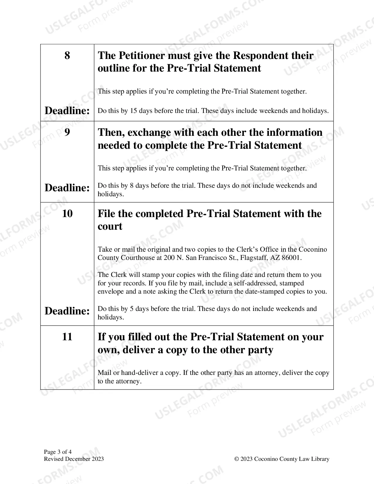 Preview Pre-Trial Statement: For Cases Without Children